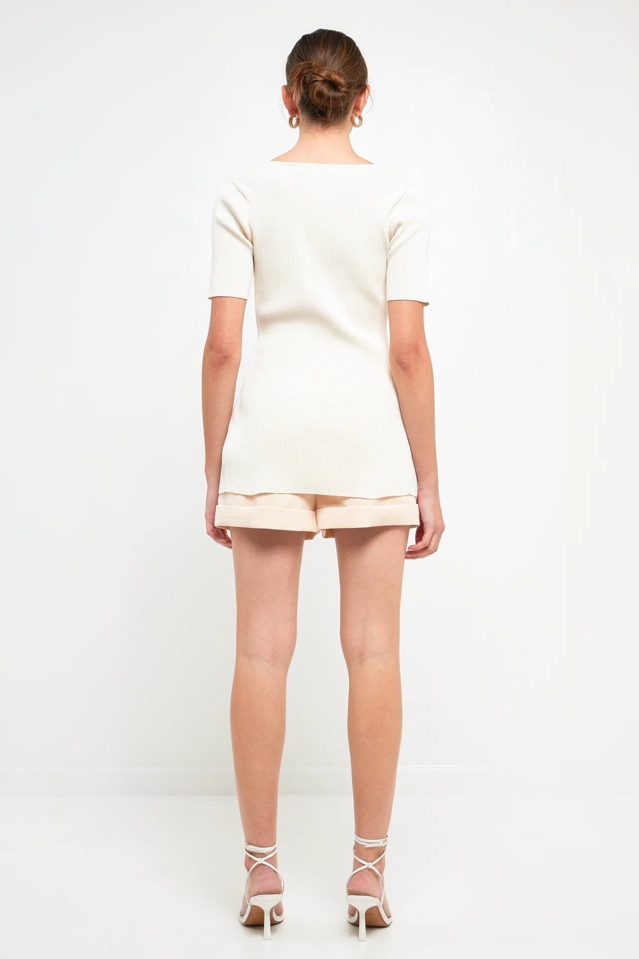 Short Sleeve Long Knit Button Up