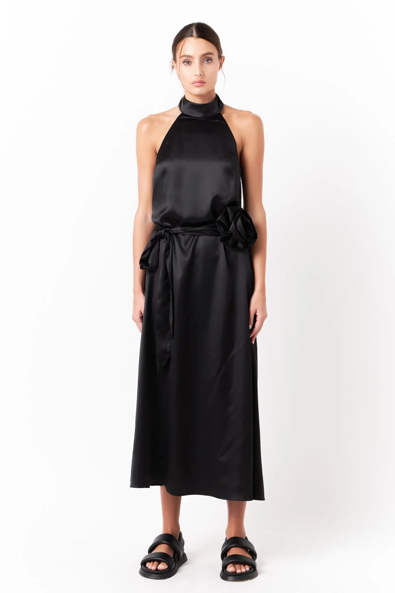 Satin Halter Maxi Dress