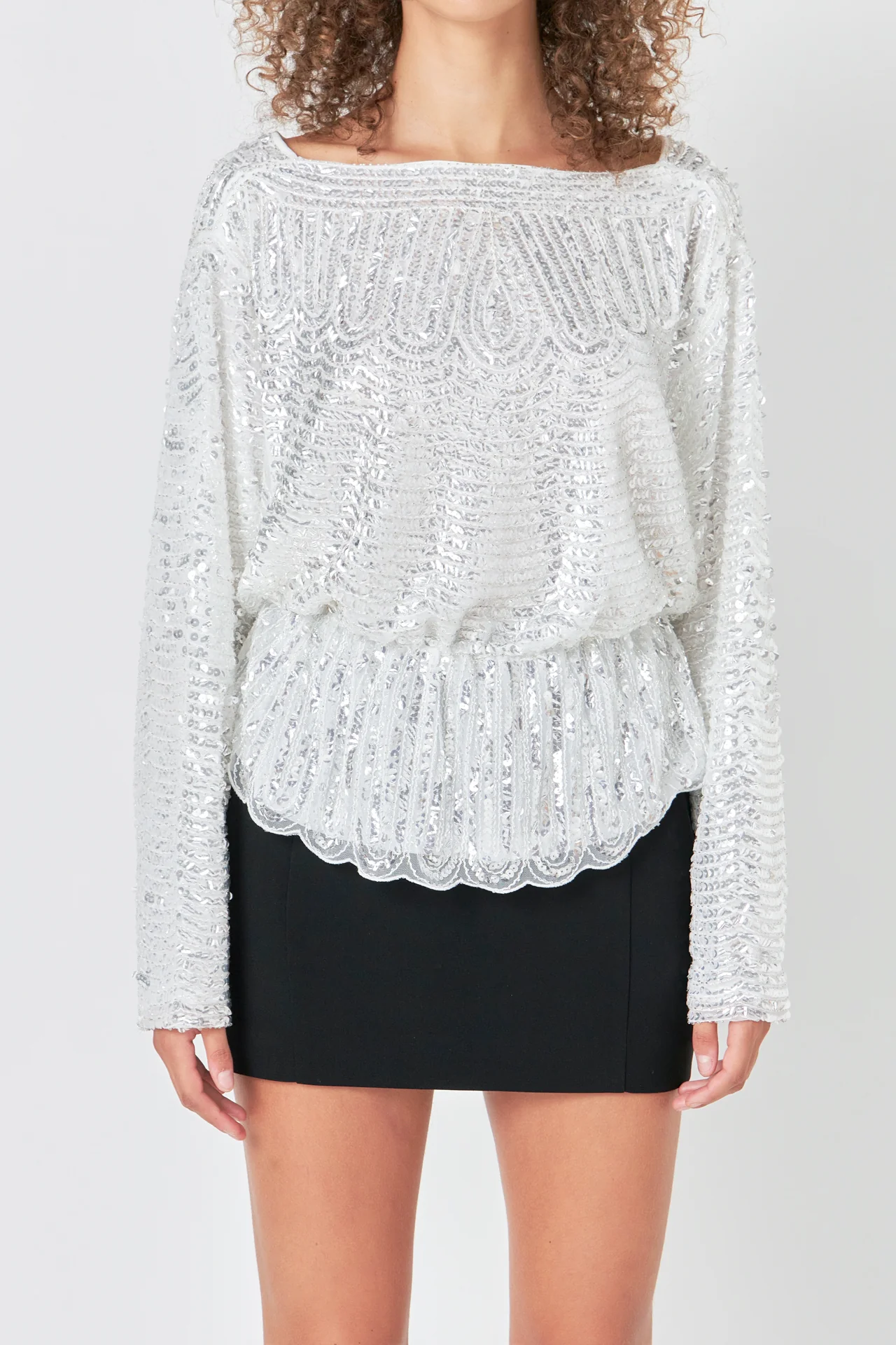 Peplum Sequins Top