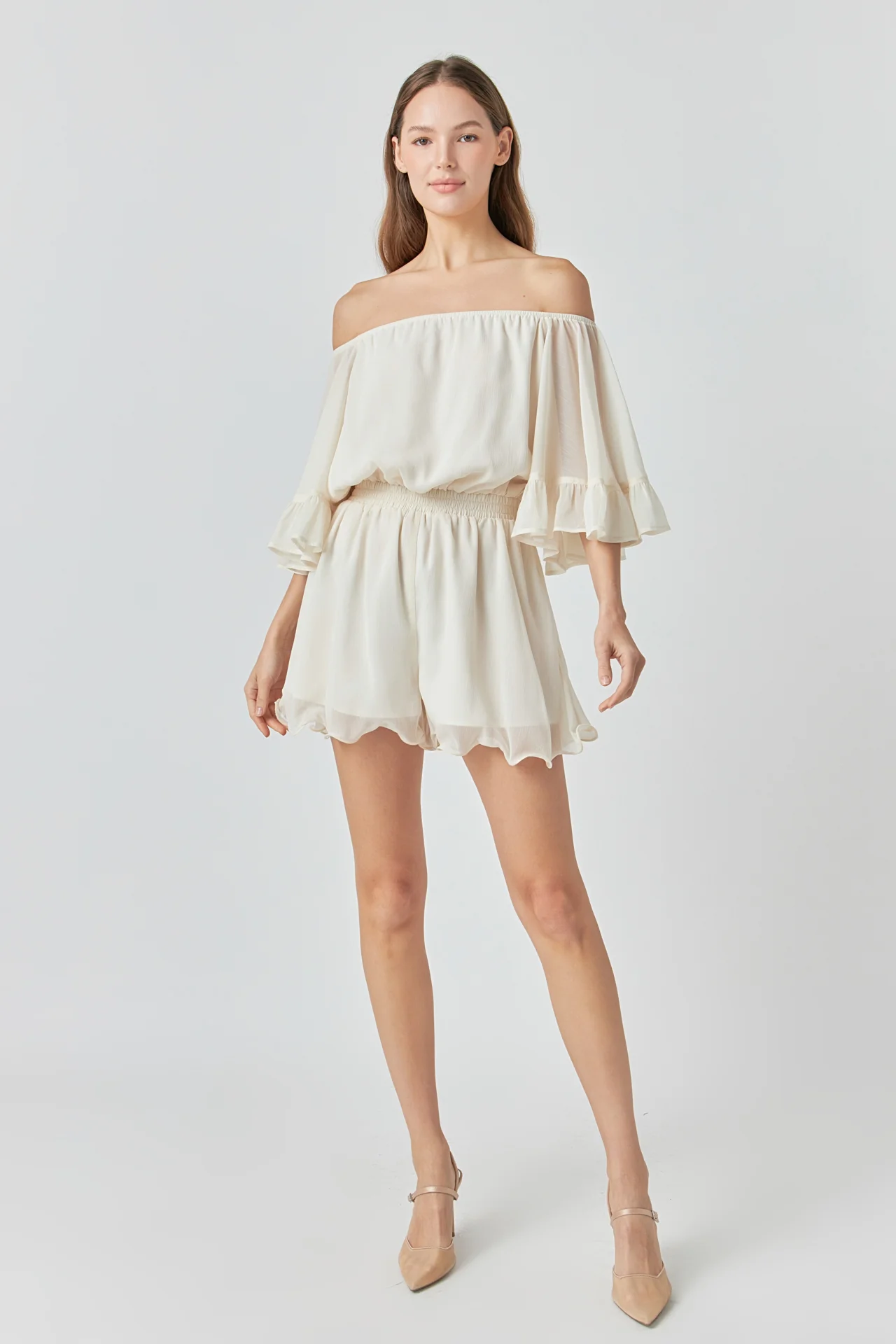 Ruffled Sleeve Romper