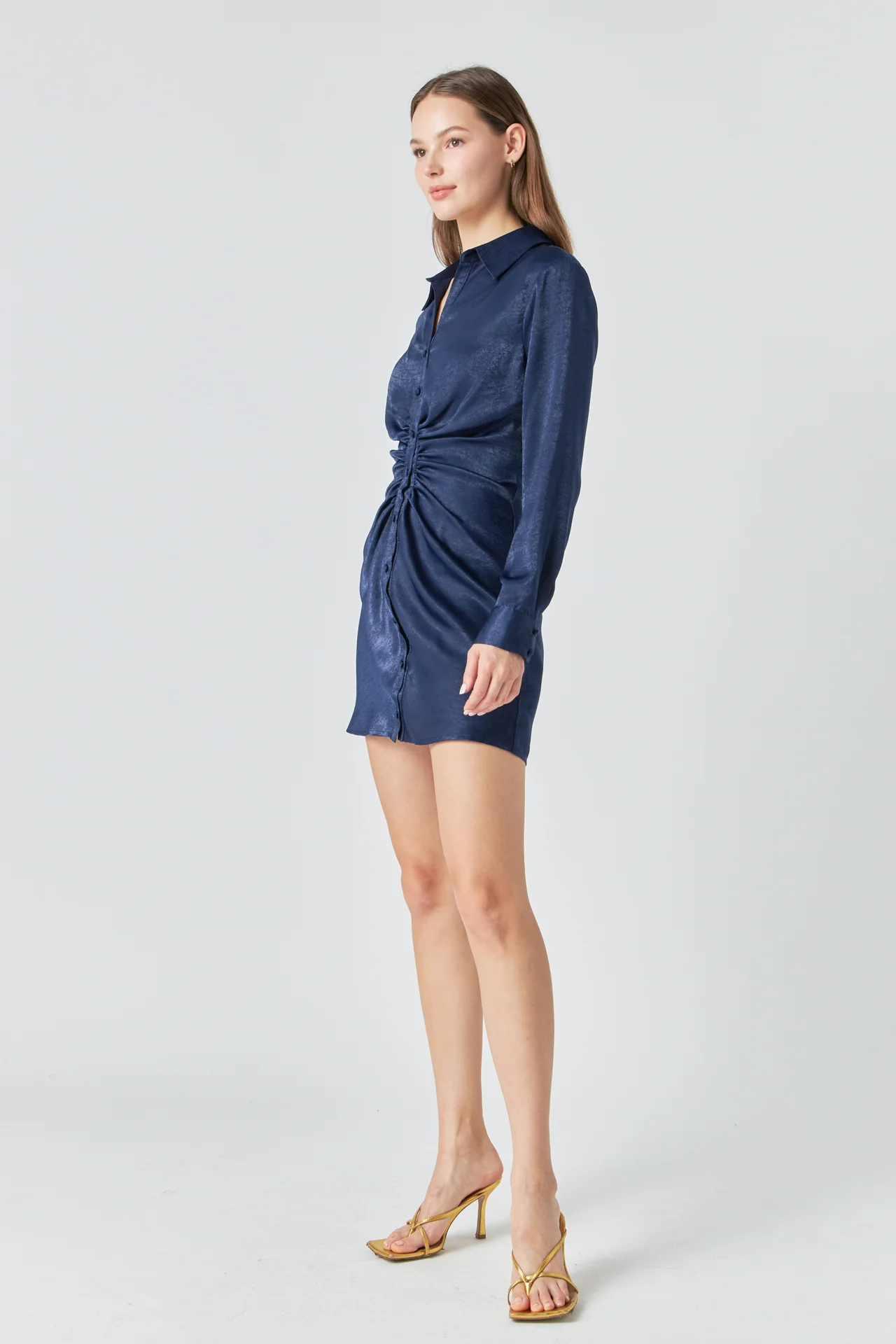 Satin Front Cinched Mini Dress