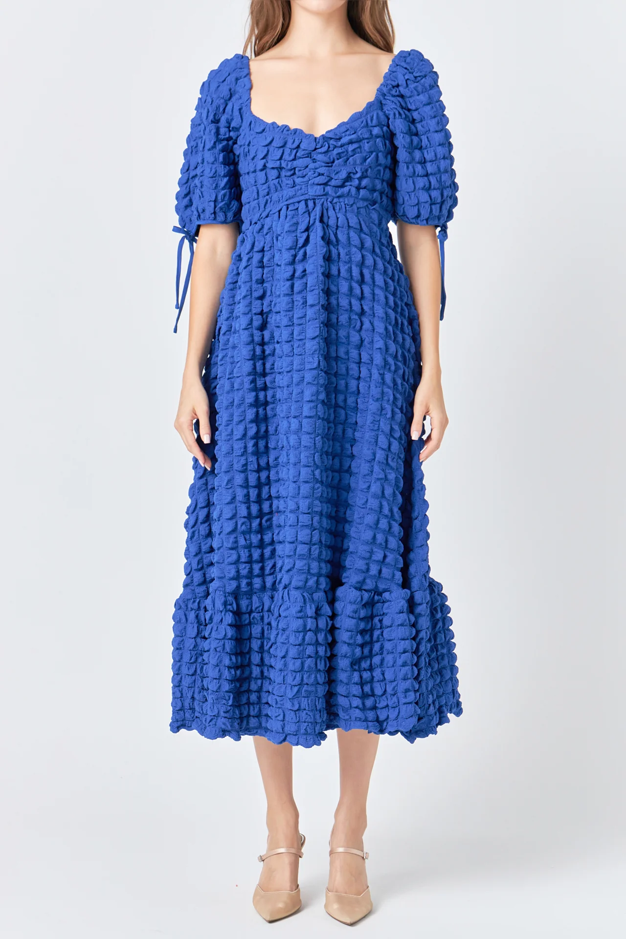 Bubble Puff Sleeve Maxi Dress