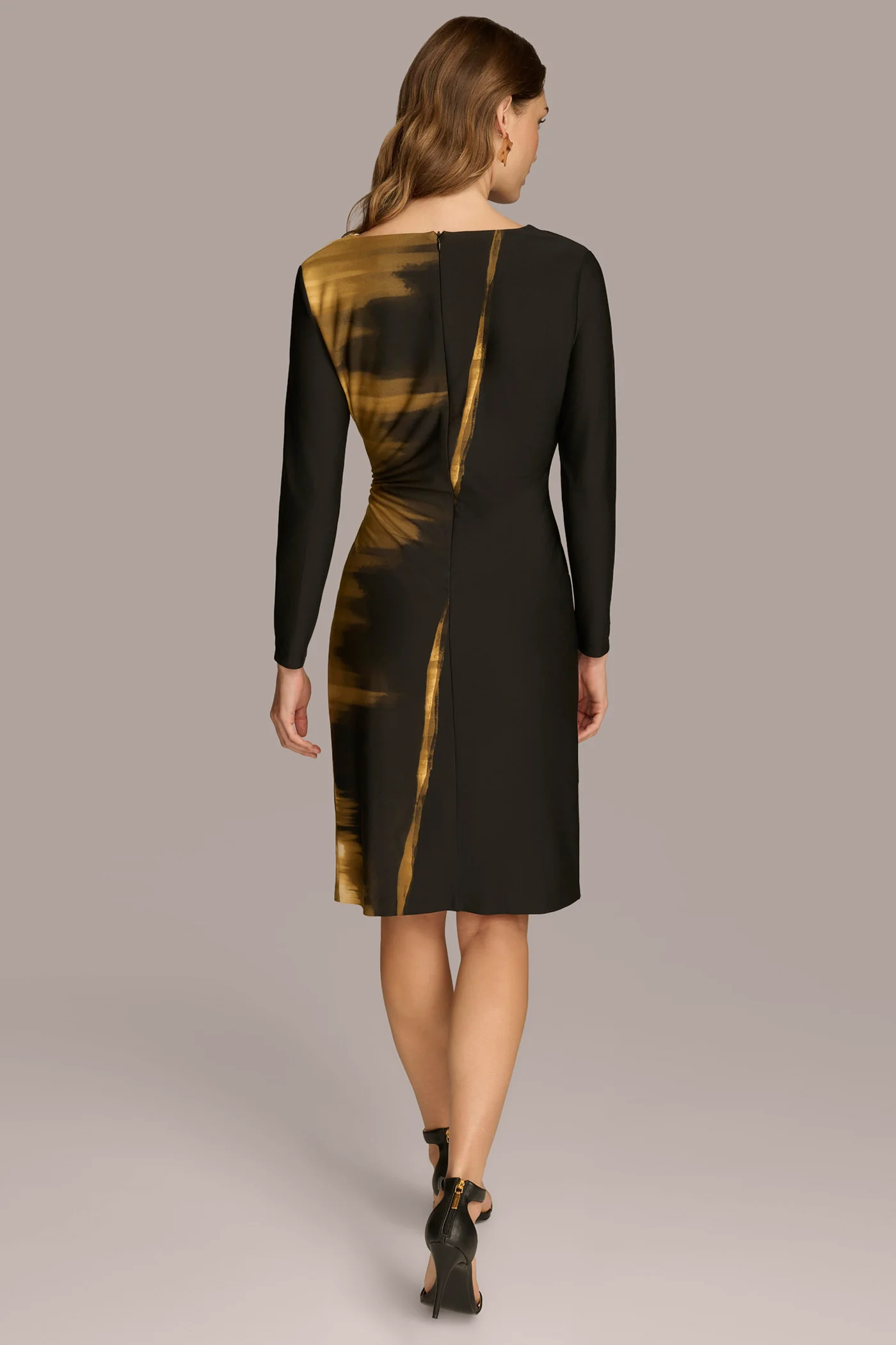 PRINT COWL NECK DRESS