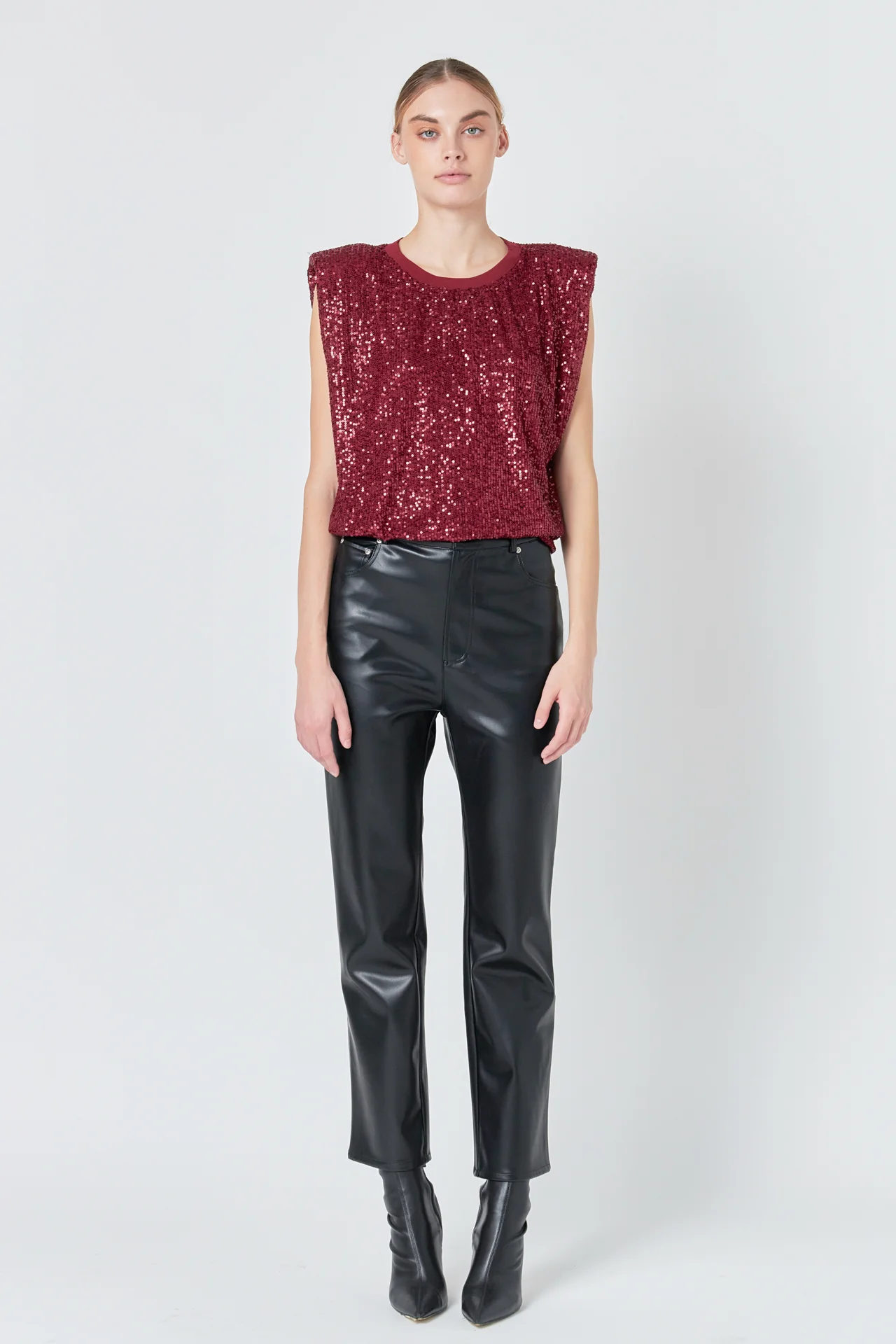 Sequin Shoulder Pad Top
