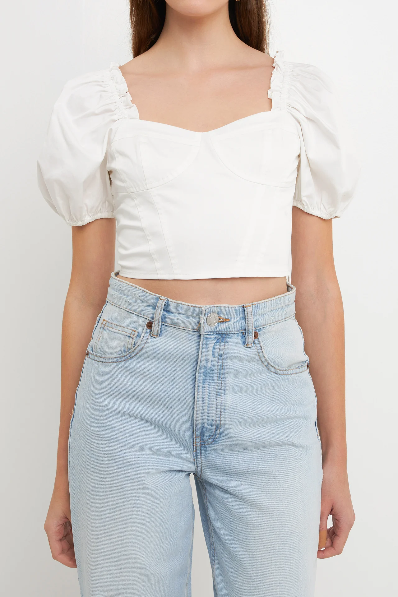 Short Puff Sleeve Cropped Top
