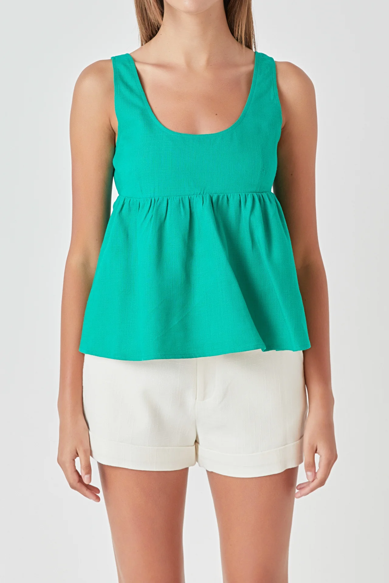 Linen Blend Apron Baby Doll Top