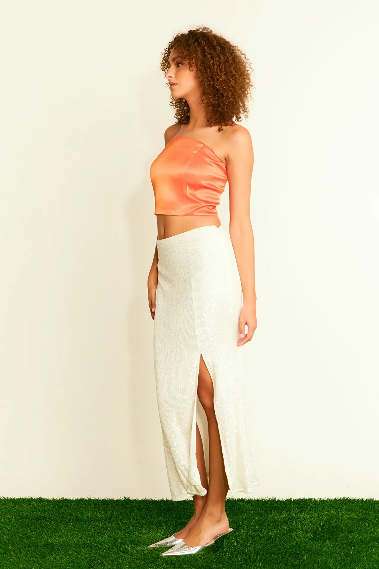 Satin Strapless Curved Bustier