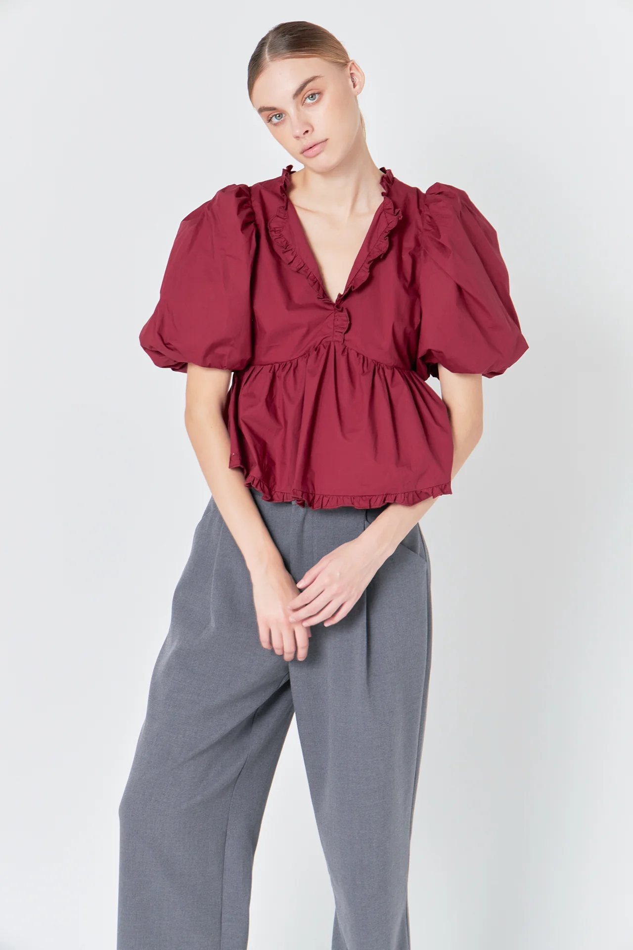 Puff Sleeve Peplum Top