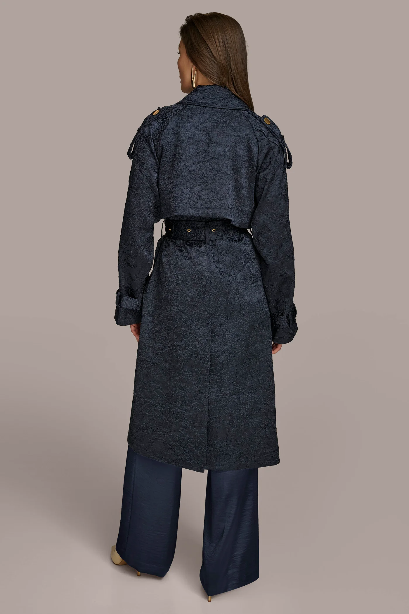 CRUSHED SATIN TRENCH COAT