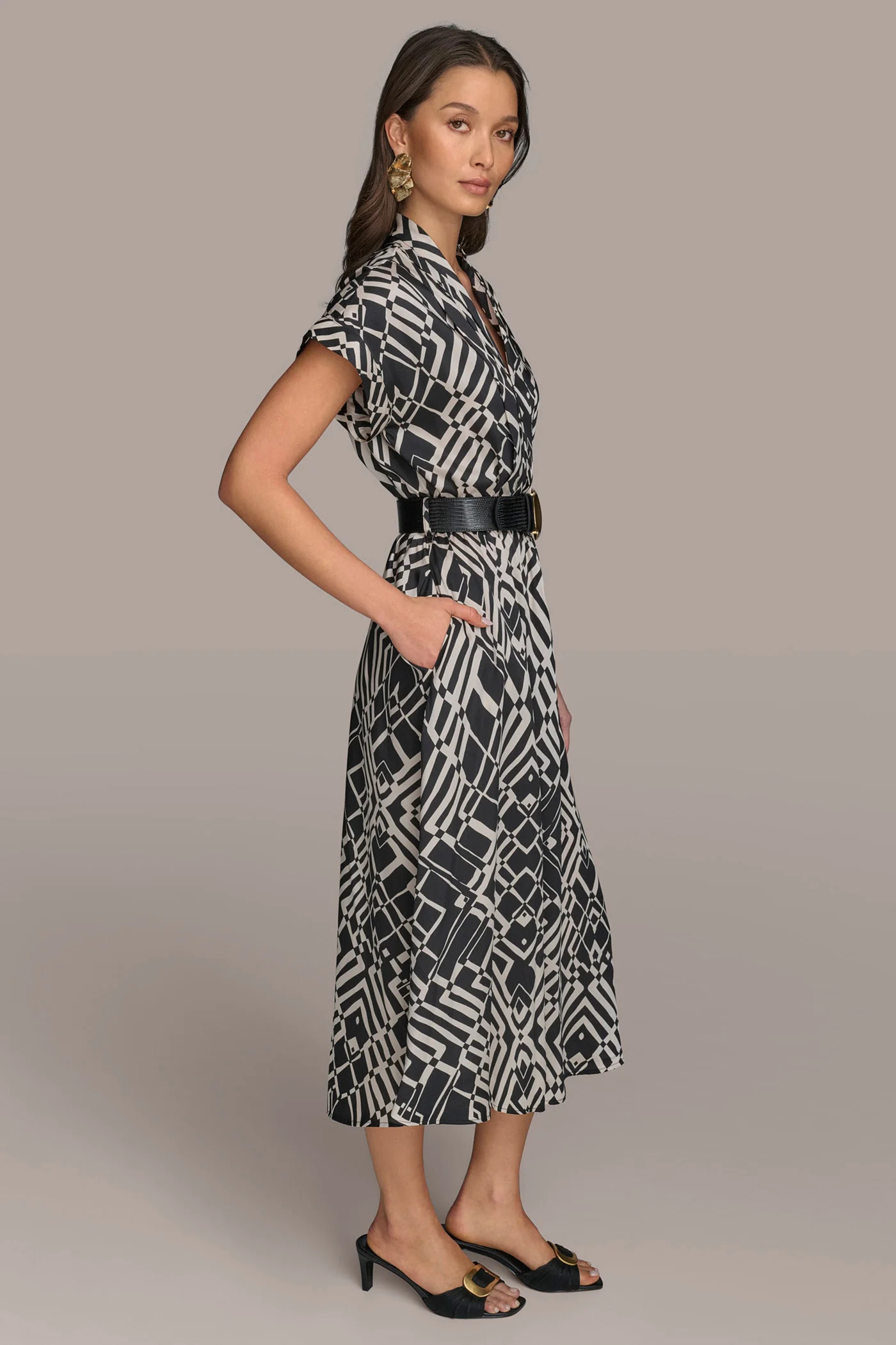 ABSTRACT MIDI SHIRT DRESS