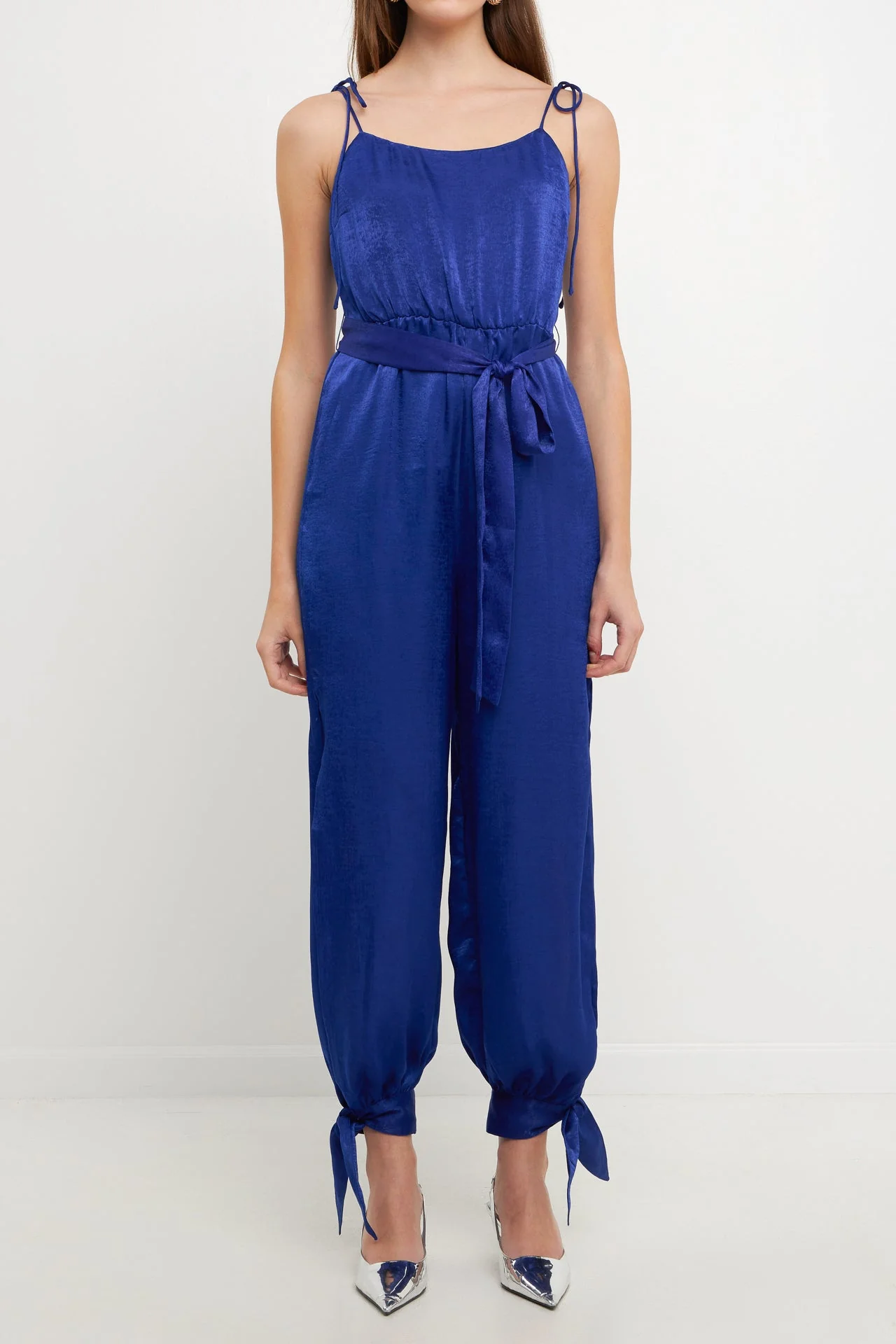 Side Bow Tie Slit Jumpsuit