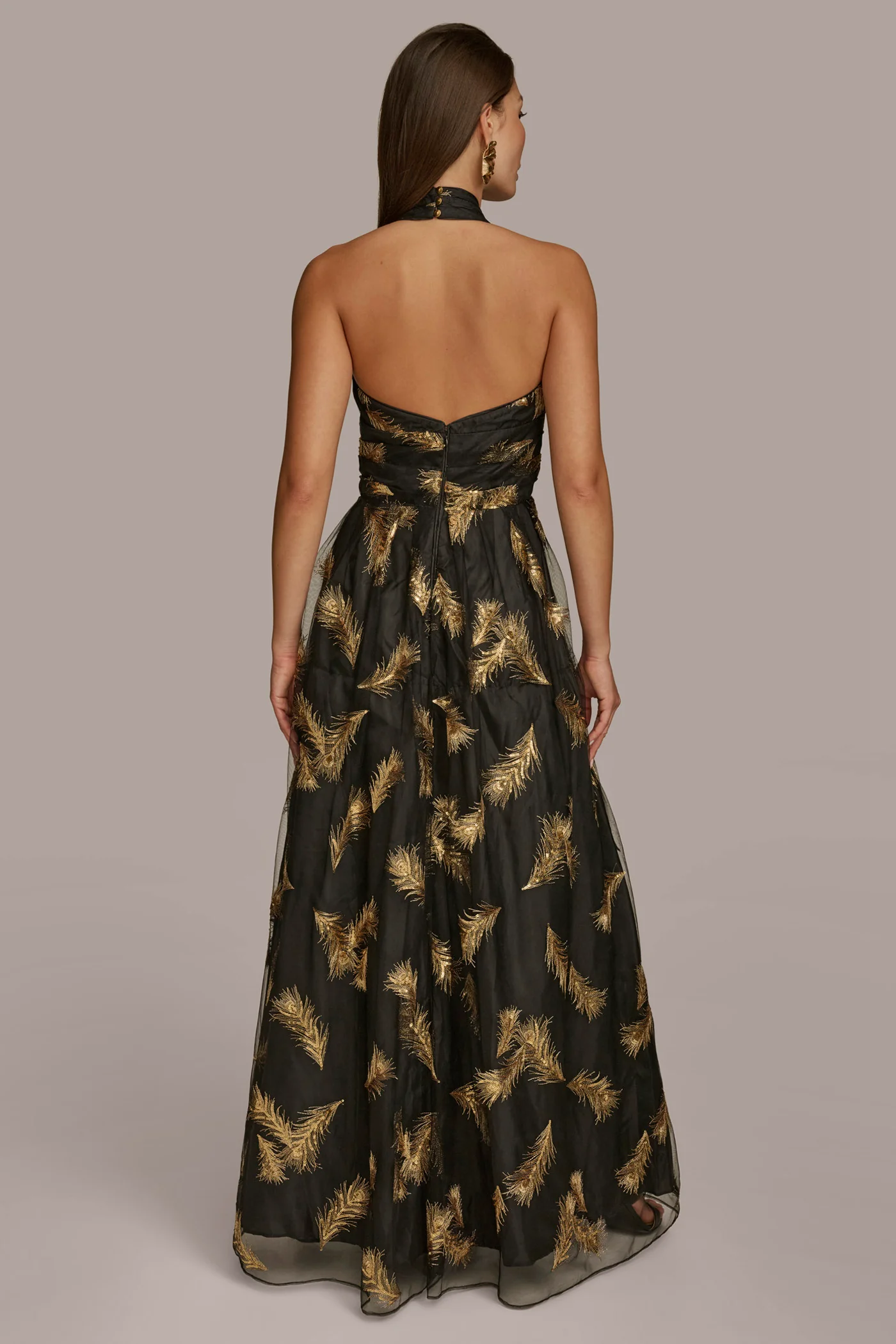 HALTER NECK GOWN WITH EMBELLISHED SEQUIN