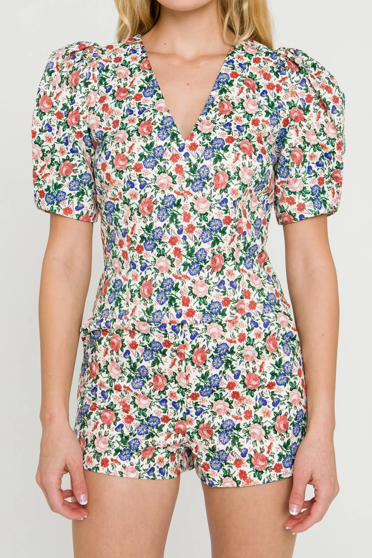 Floral Print V-neck Top