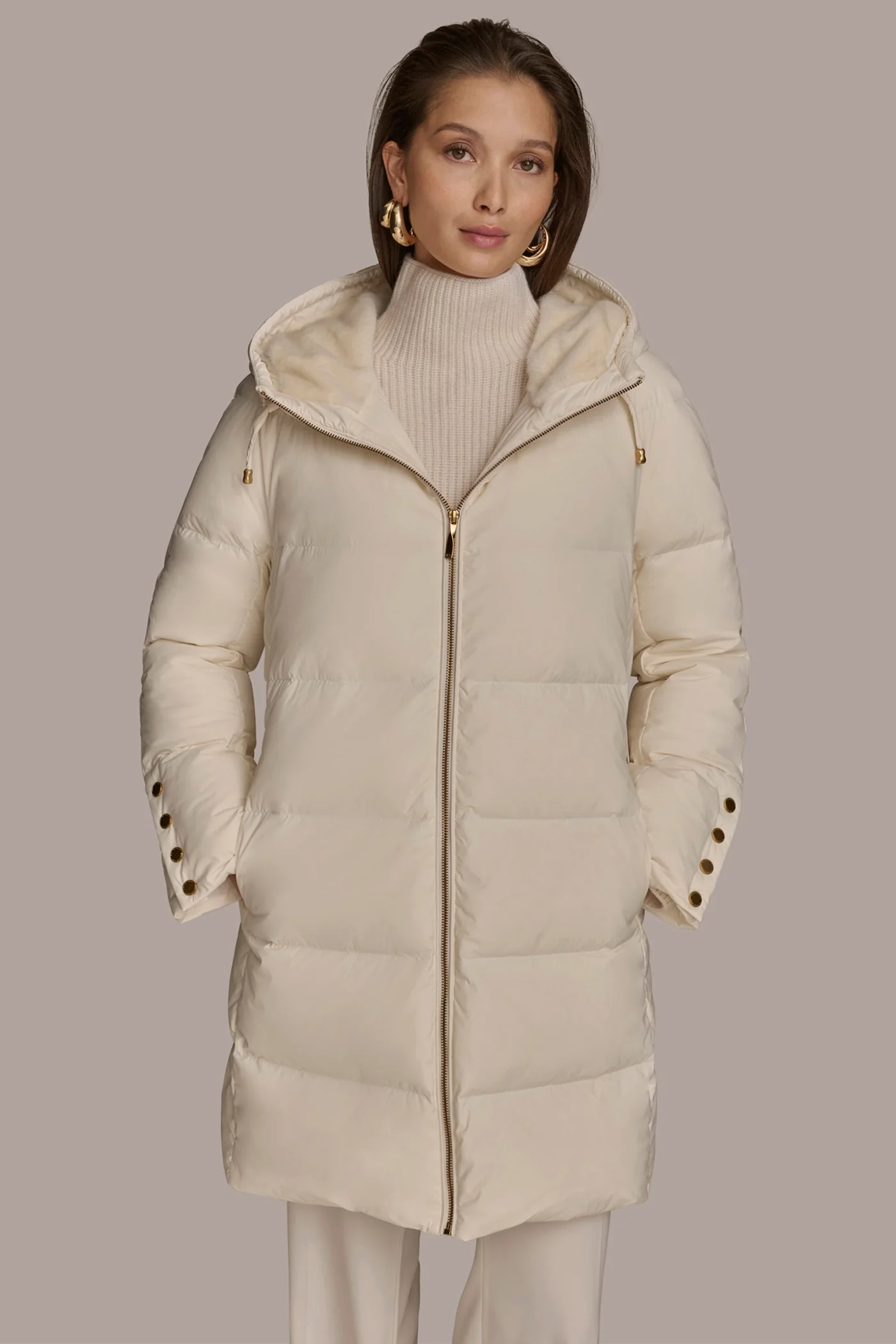 Long Hooded Down Filled Puffer Coat