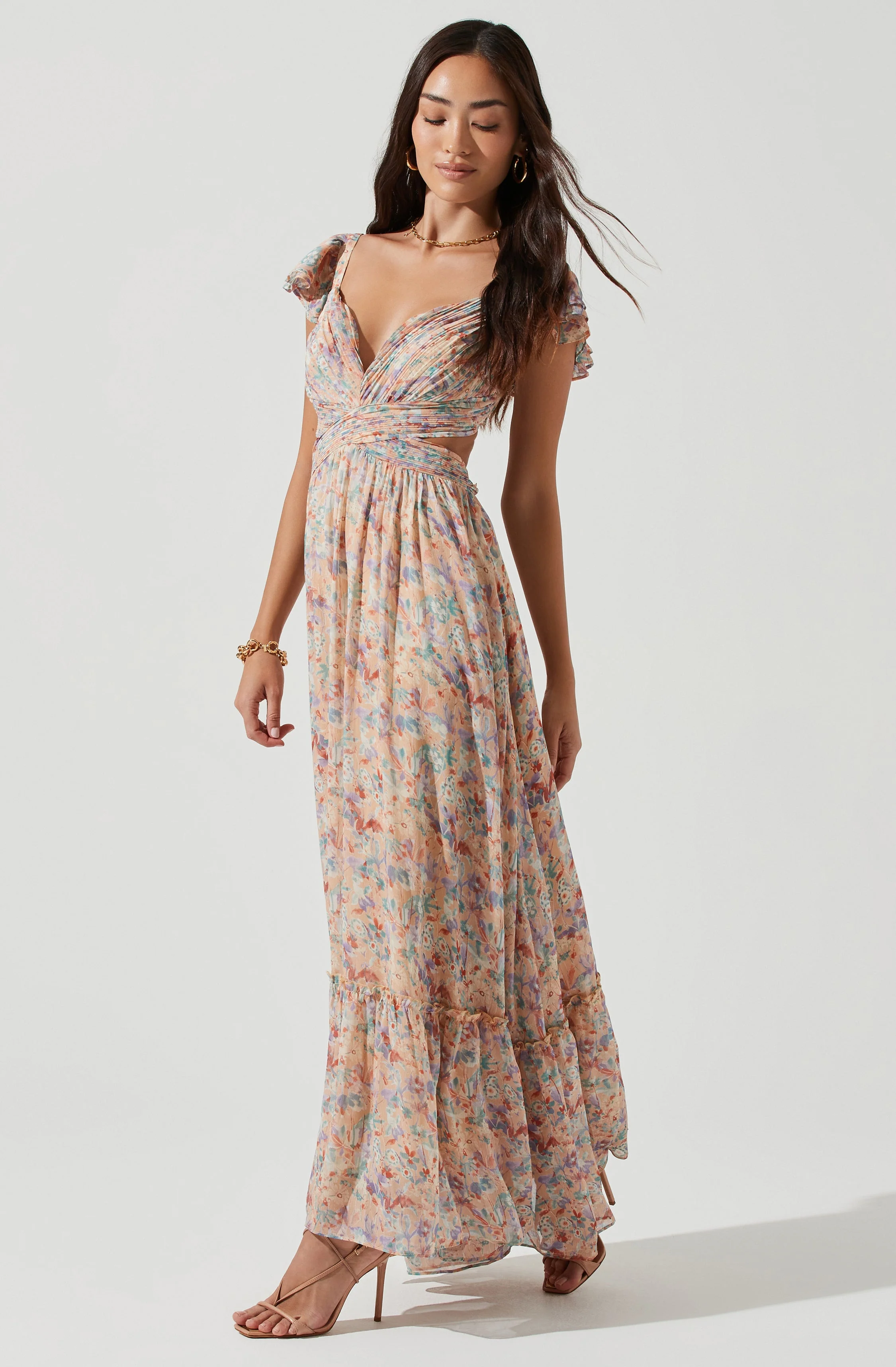 Primrose Floral Cross Strap Open Back Maxi Dress