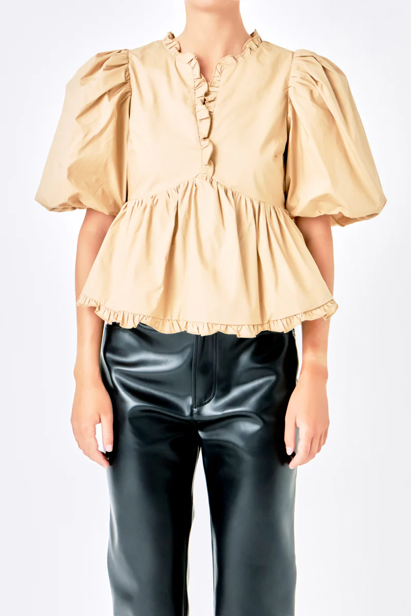 Puff Sleeve Peplum Top
