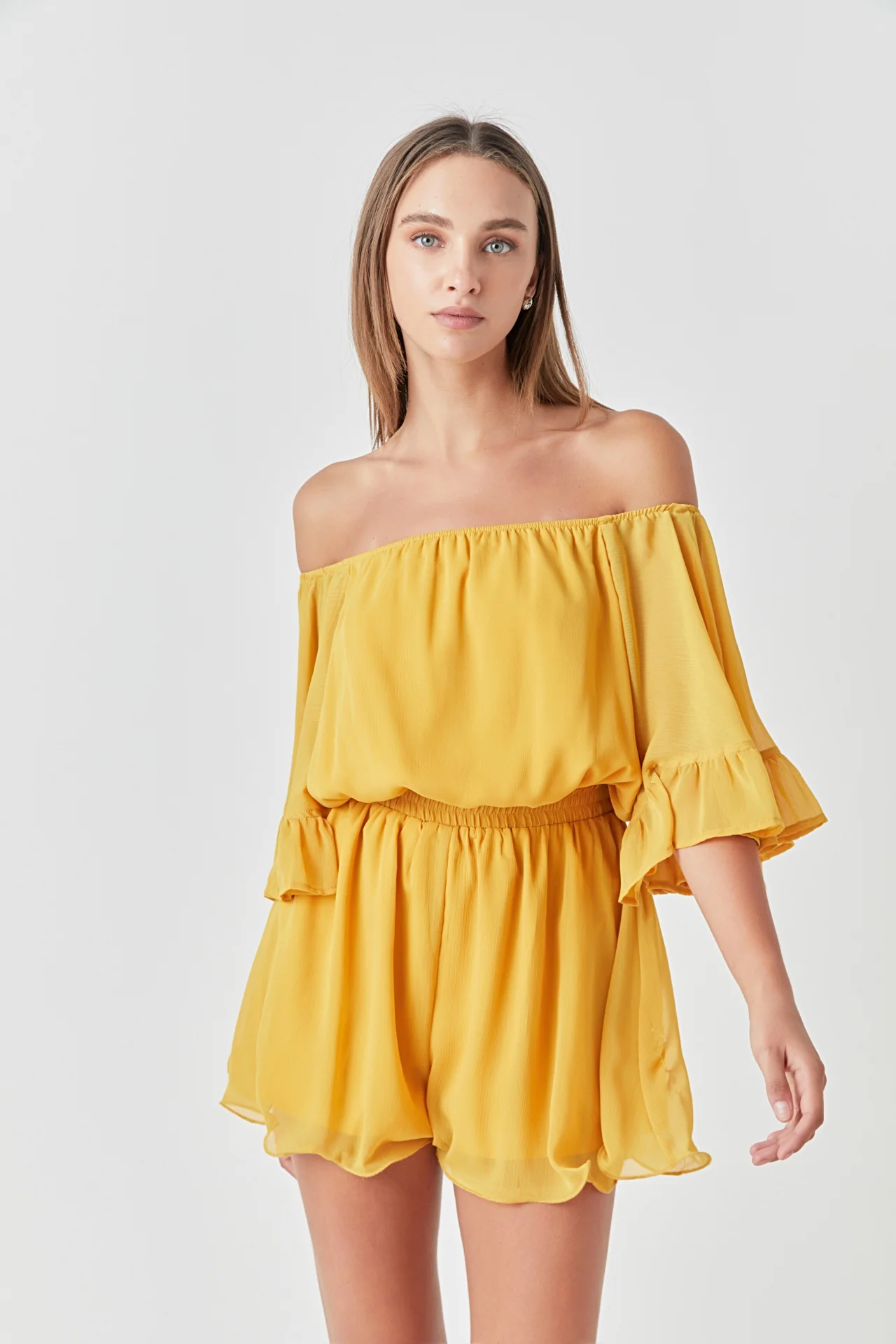 Ruffled Sleeve Romper