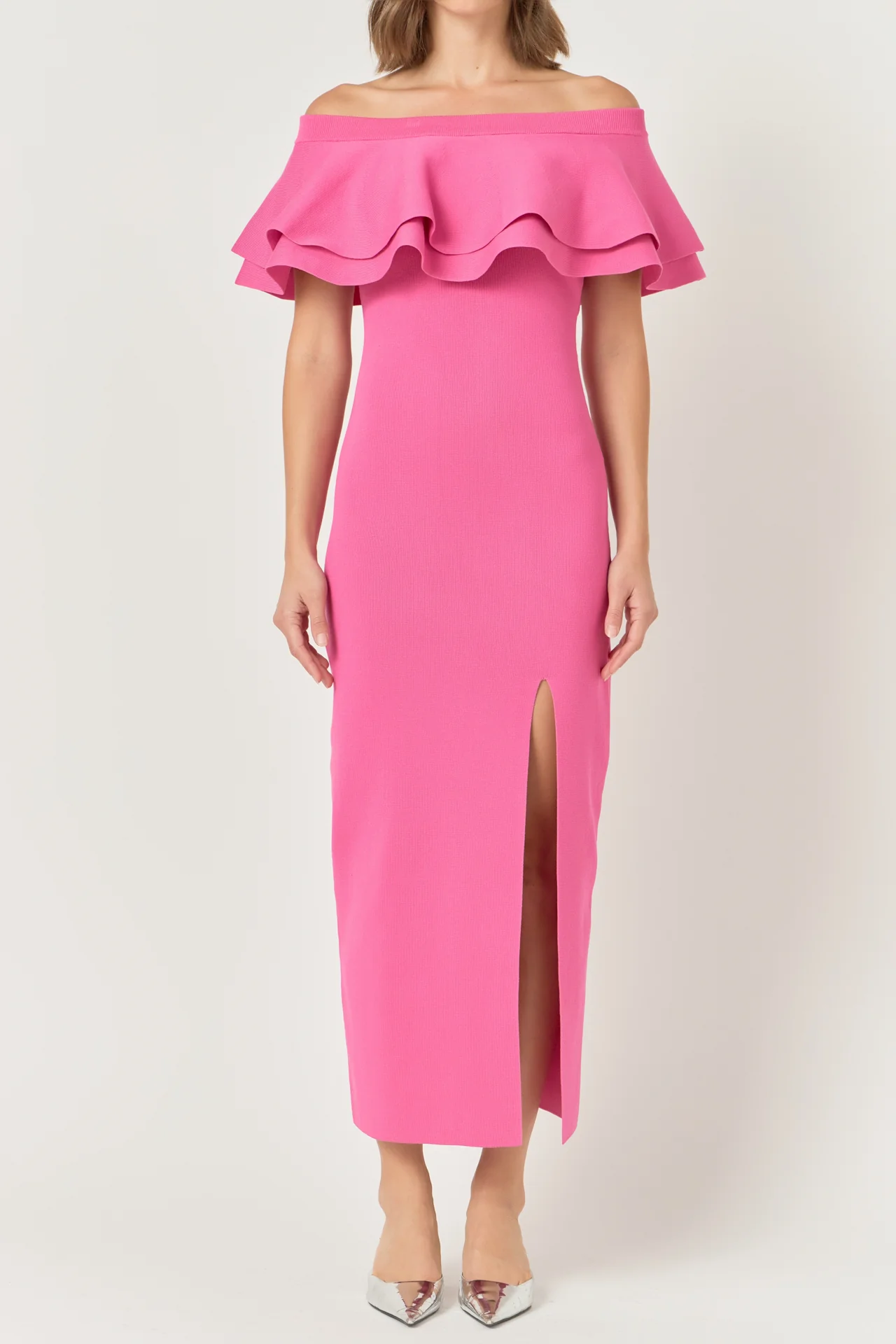 Off the Shoulder Ruffle Maxi Dress