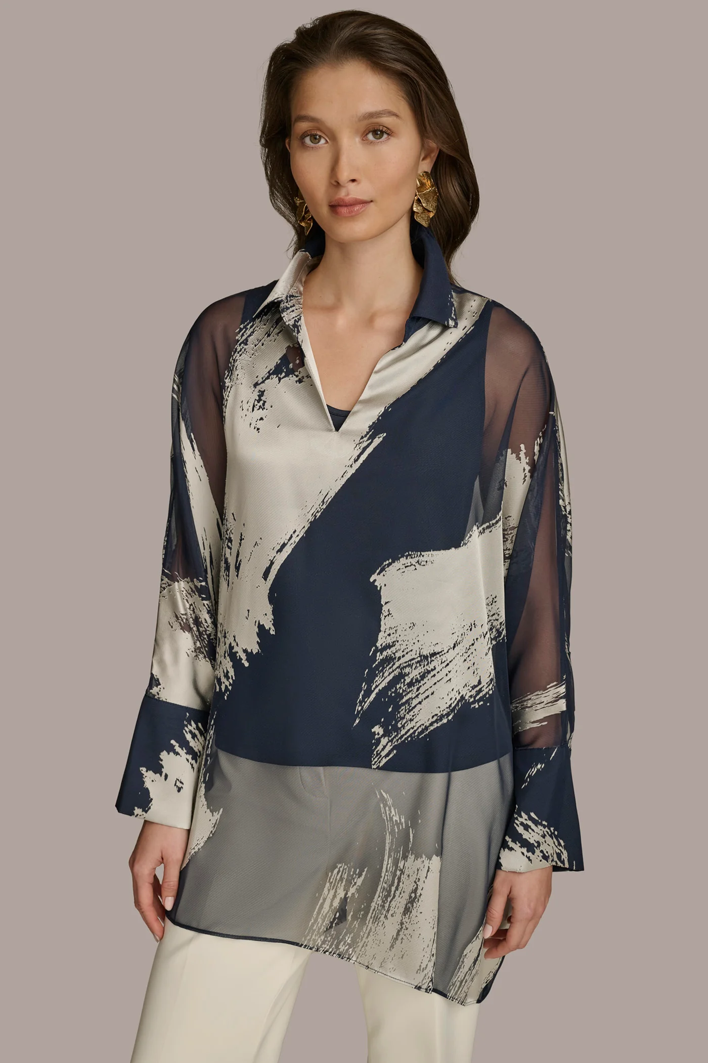 PRINT COLLARED TUNIC