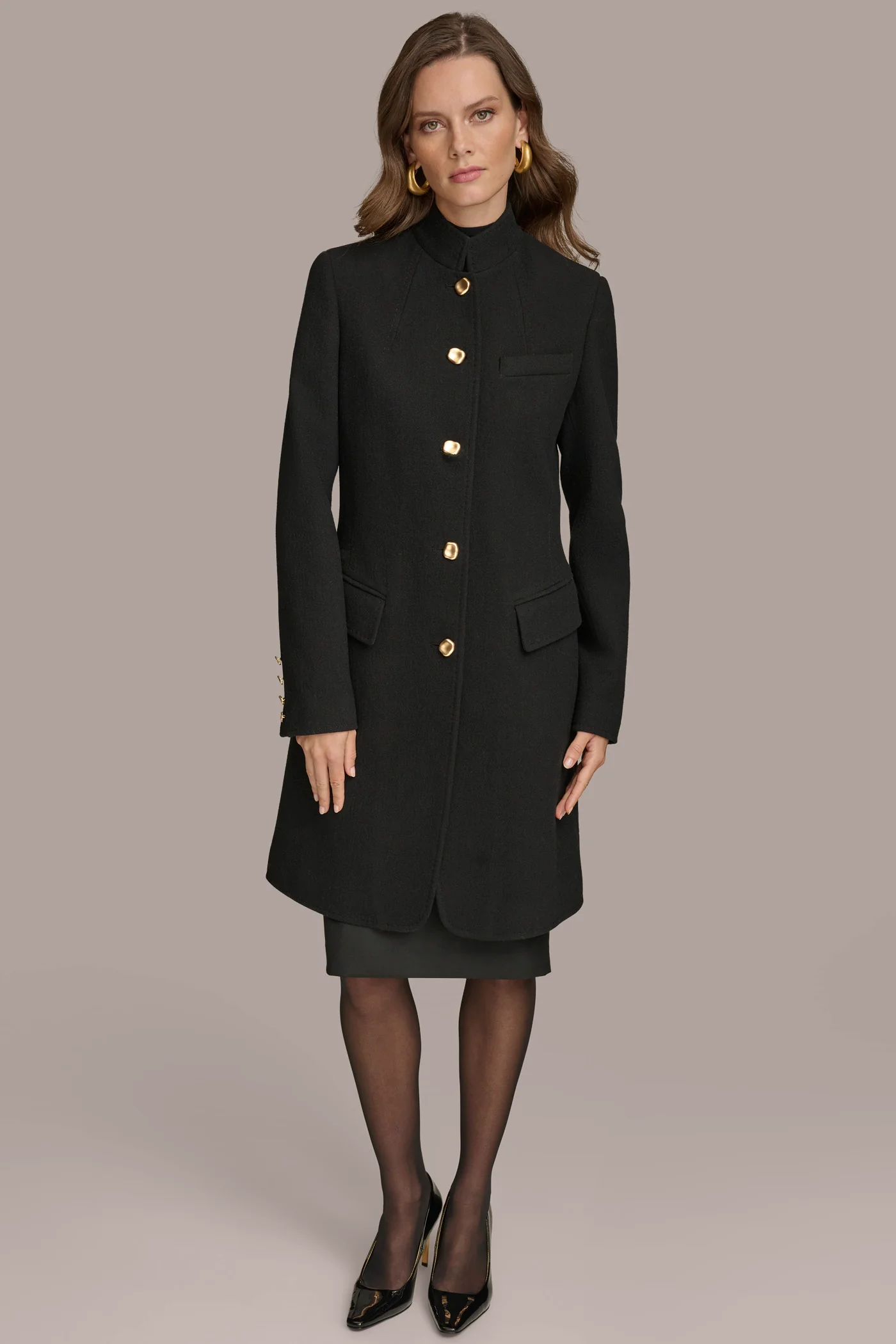 SINGLE BREASTED WOOL BLEND COAT