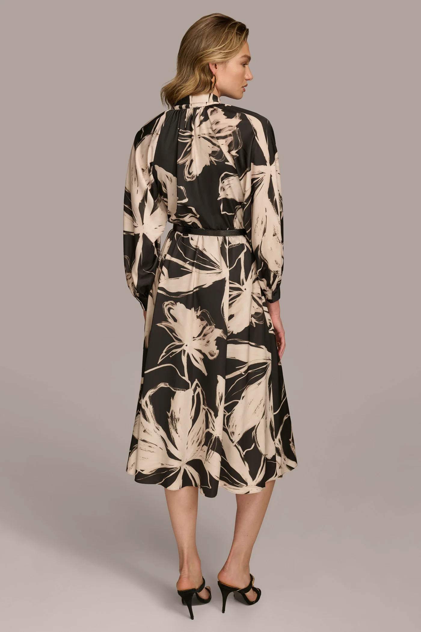 TIE NECK PRINTED MAXI DRESS