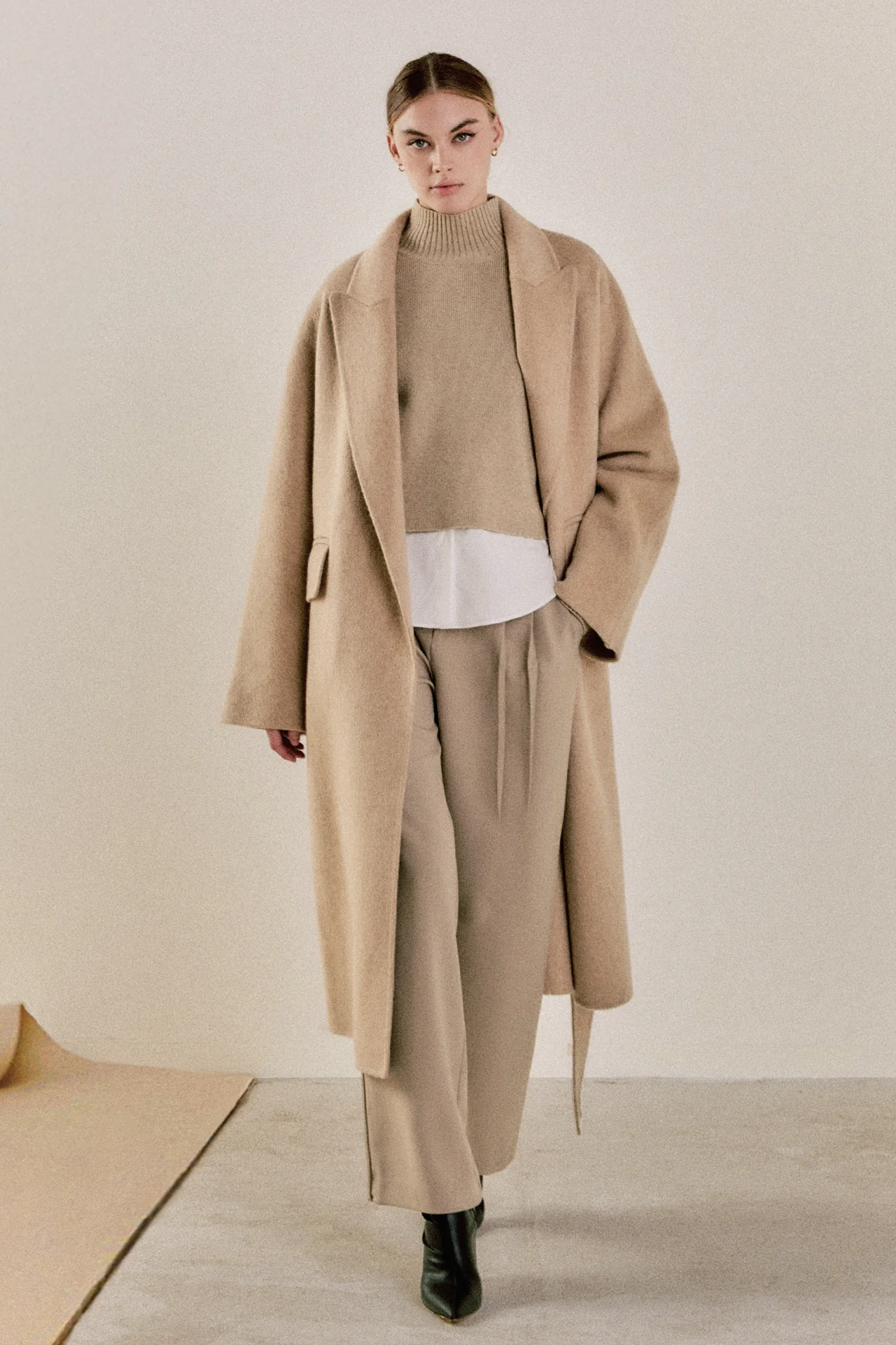 Handmade Blend Belted Maxi Coat