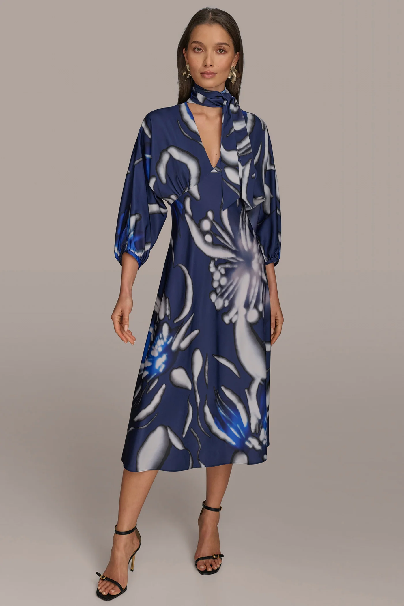 TIE NECK A LINE DRESS
