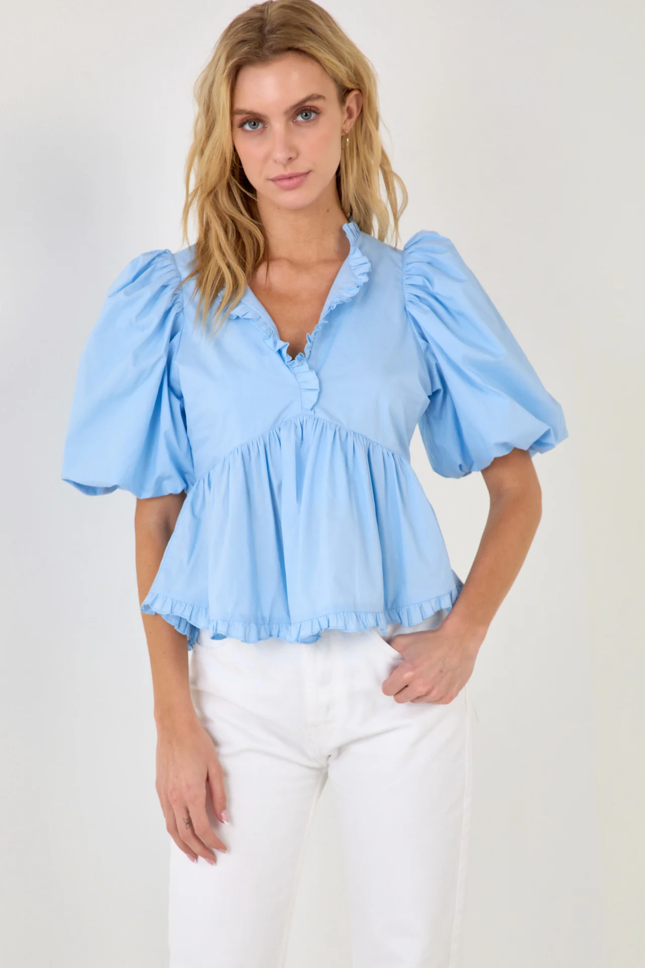 Puff Sleeve Peplum Top