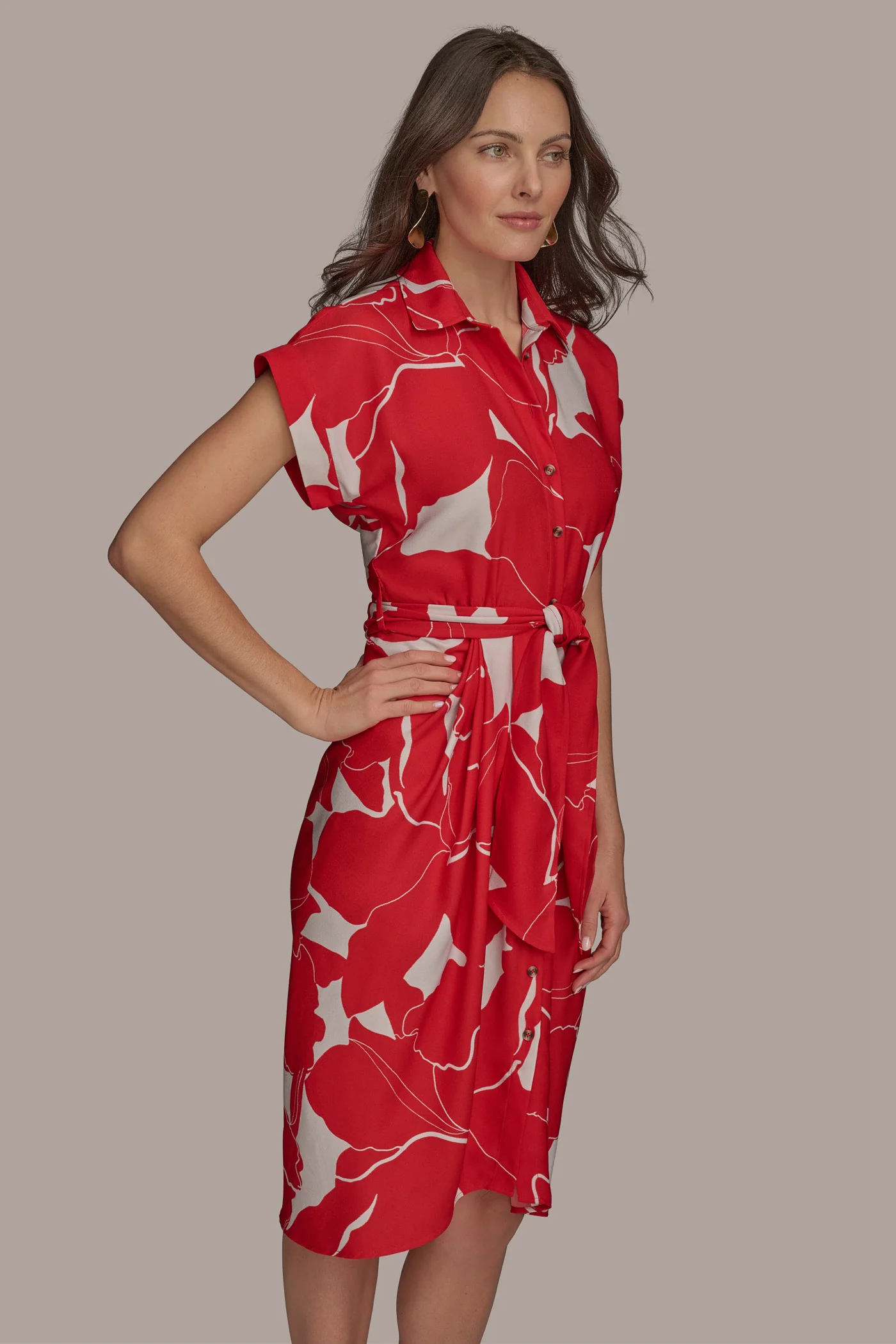 PRINTED CREPE SHIRT DRESS