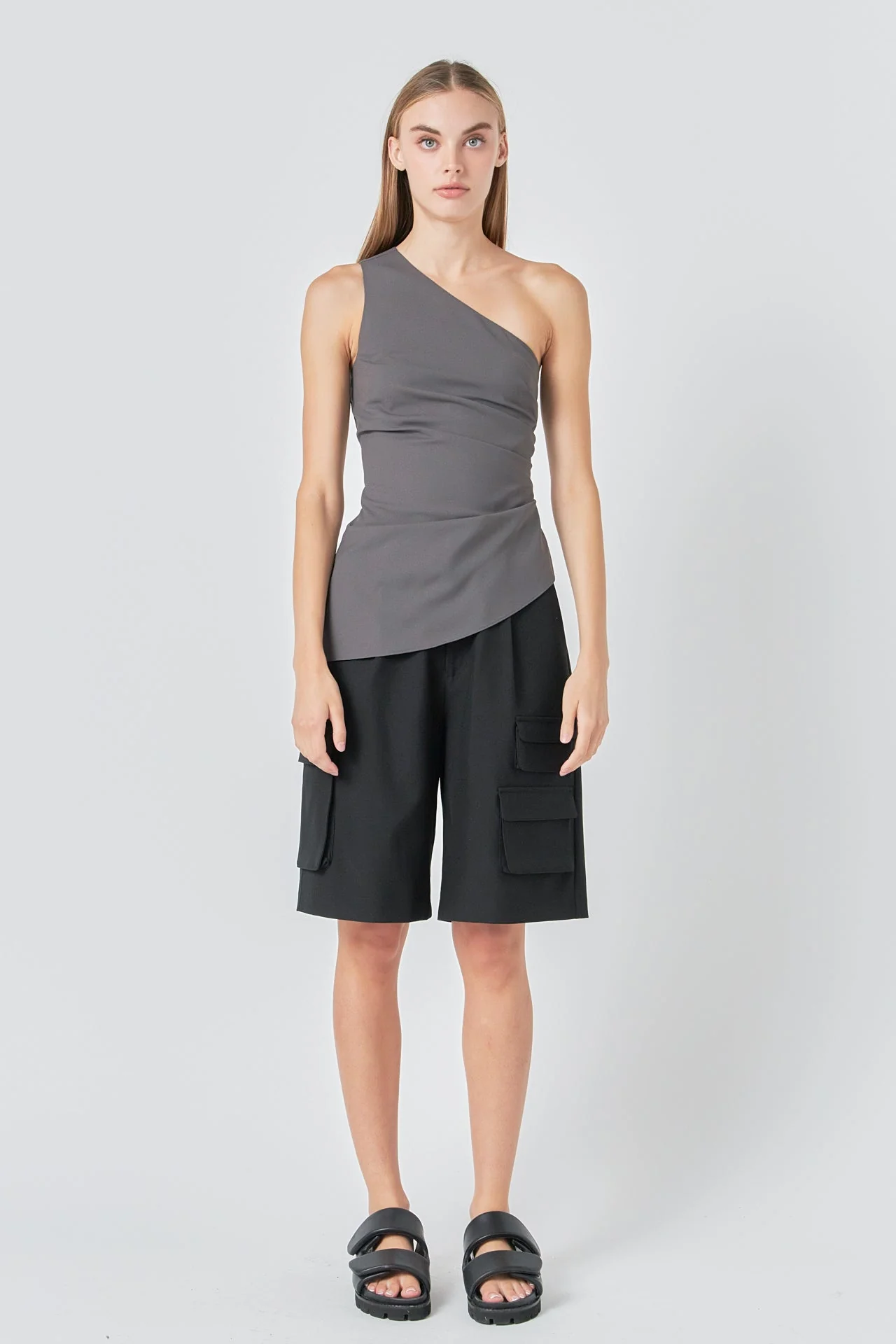 One Shoulder Ruched Top