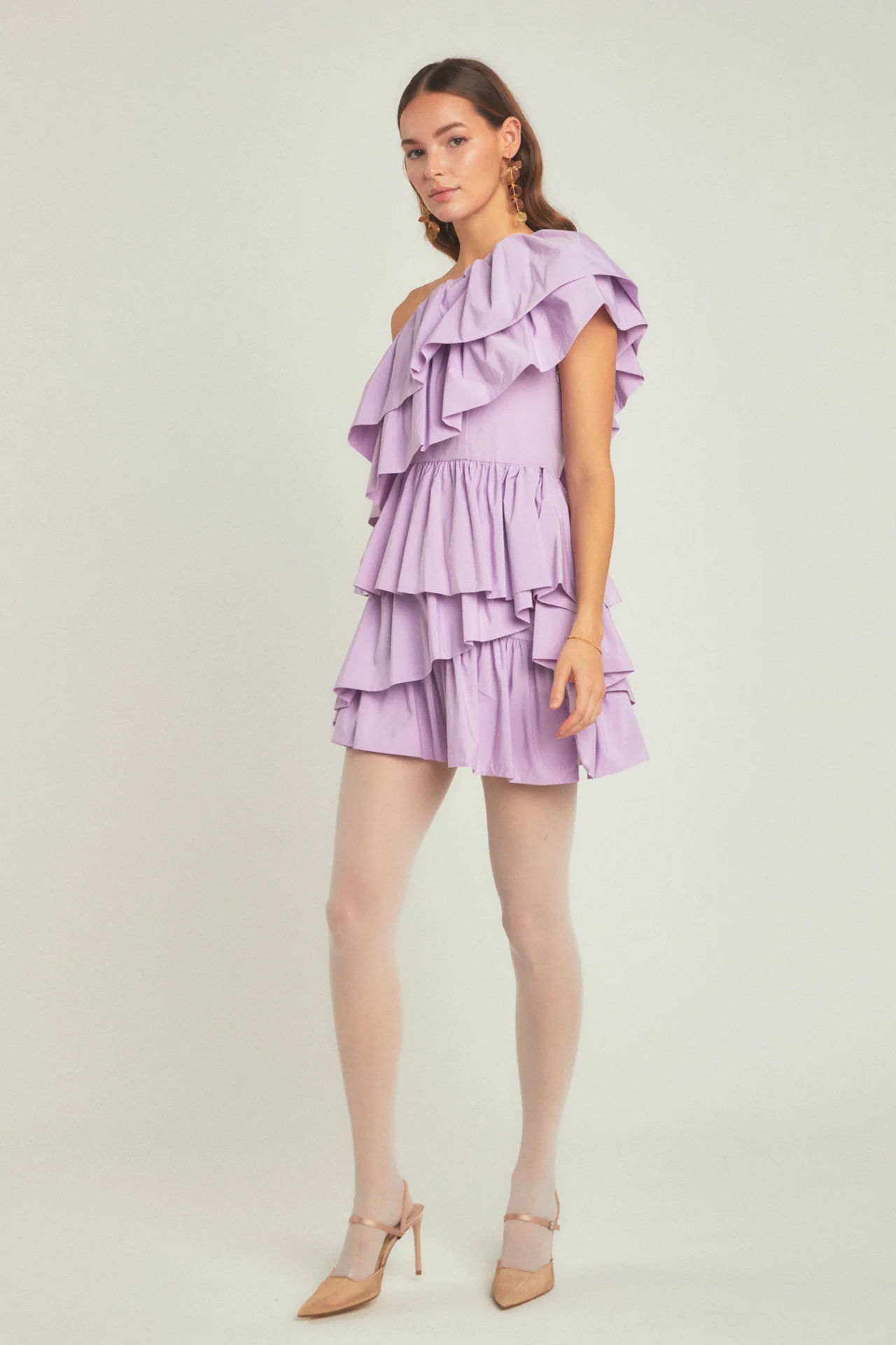 One-Shoulder Ruffled Mini Dress