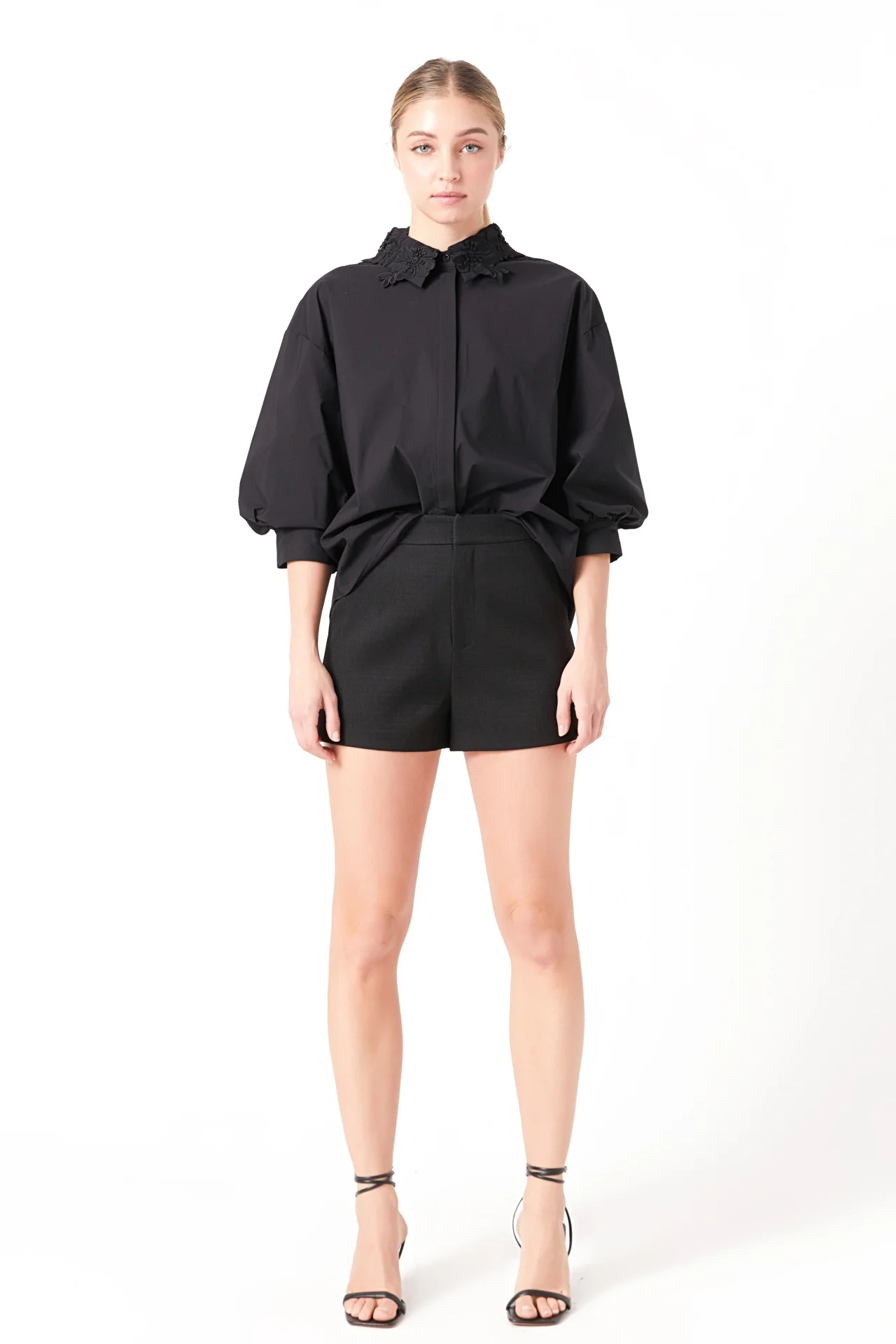 Peekaboo Lace Collared Shirt