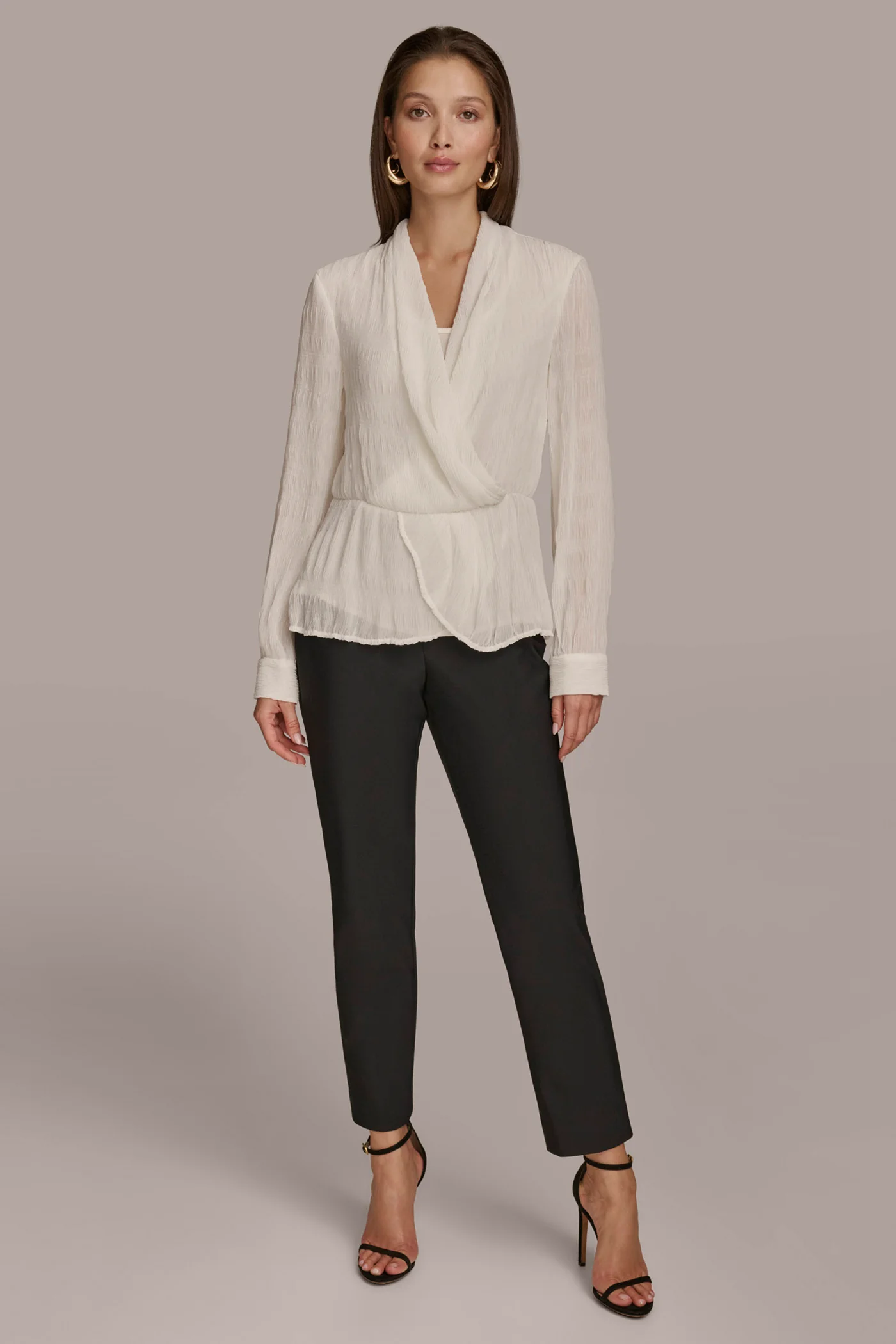 RIPPLE FAUX WRAP BLOUSE