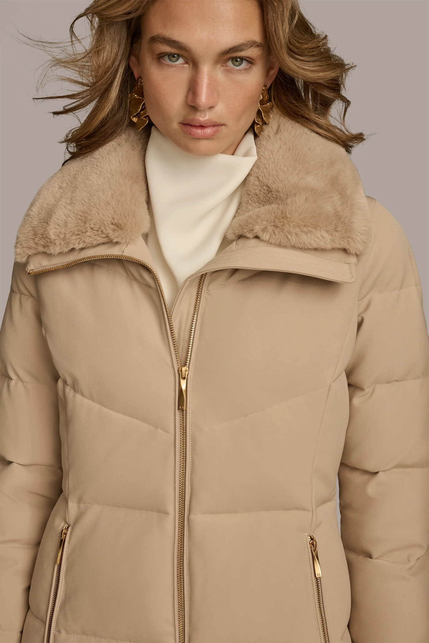 Walker Puffer Coat with Faux Fur Trim