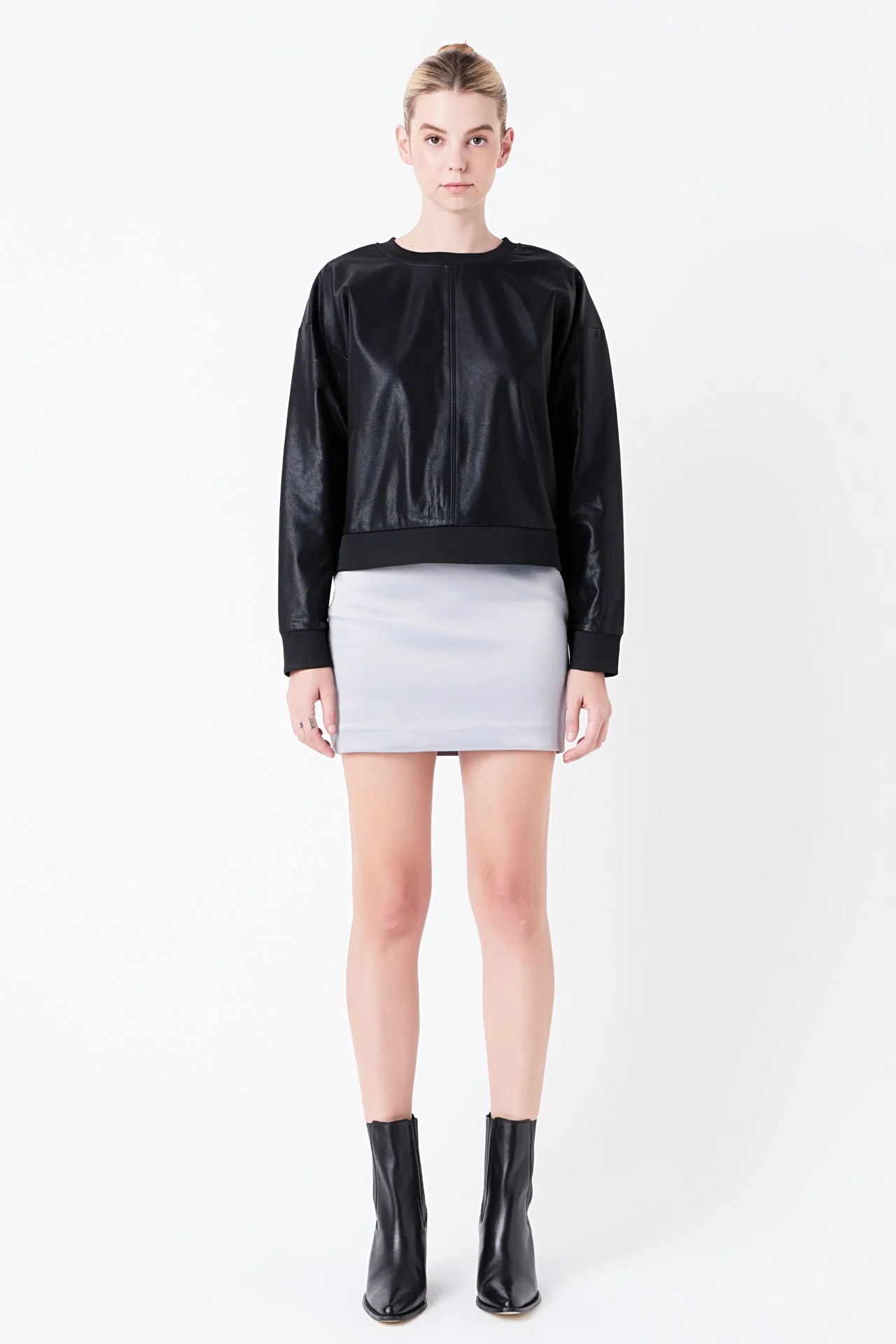 Solid Satin Fit Mini Skirt