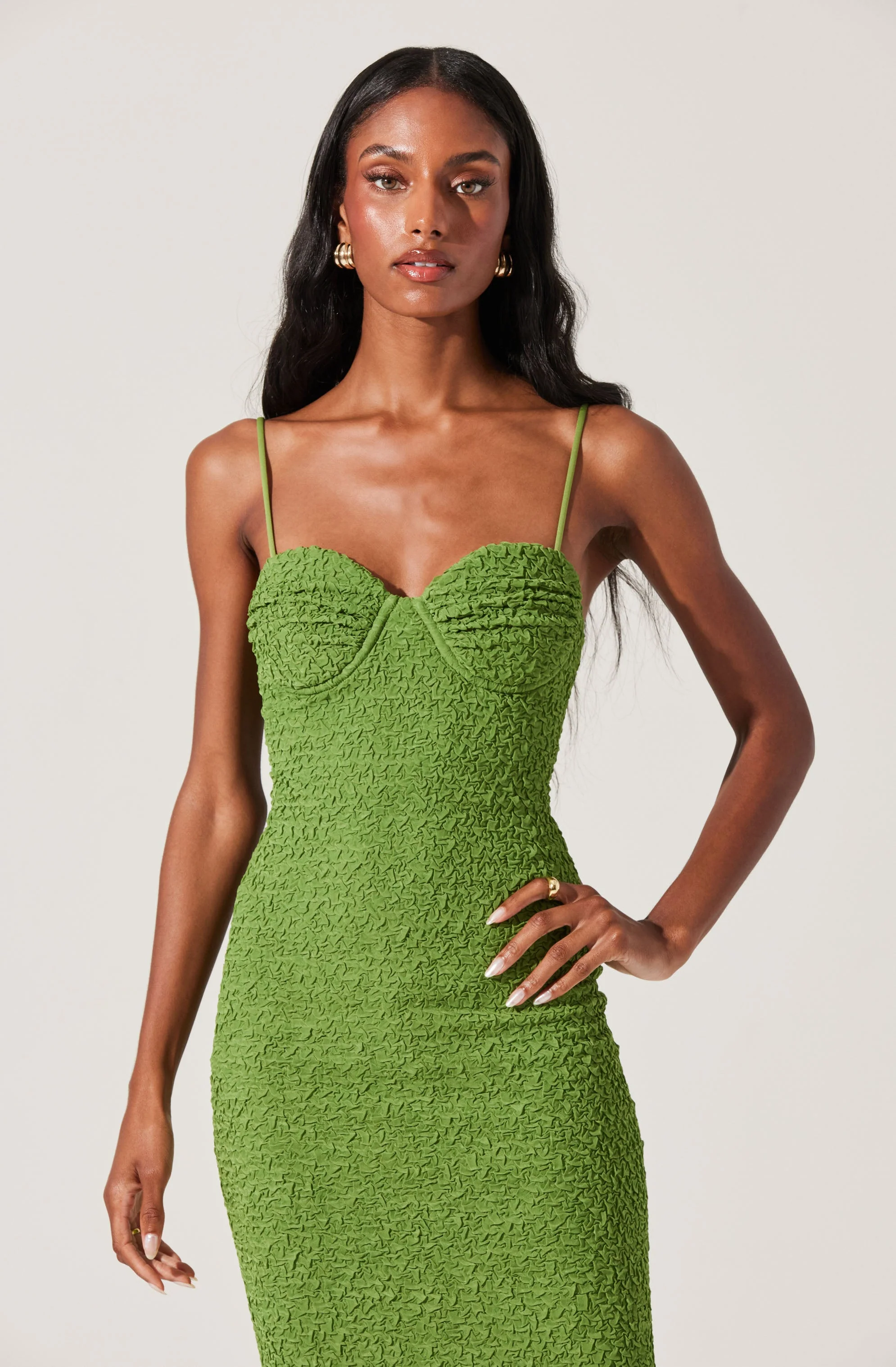 Textured Bustier Midi Dress