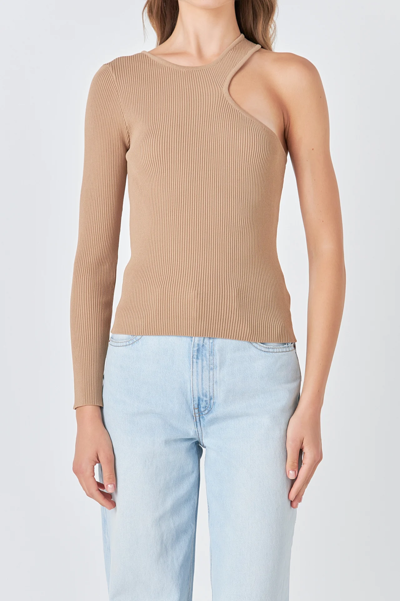 Cut Out One Shoulder Knit Top