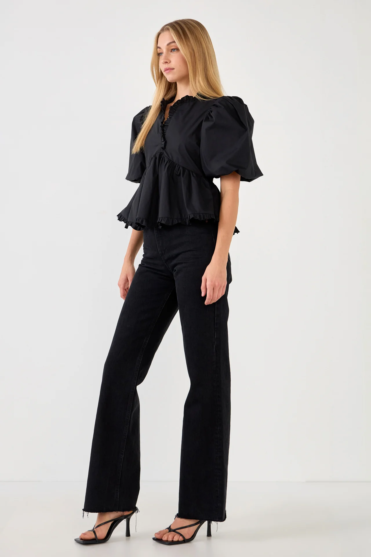 Puff Sleeve Peplum Top