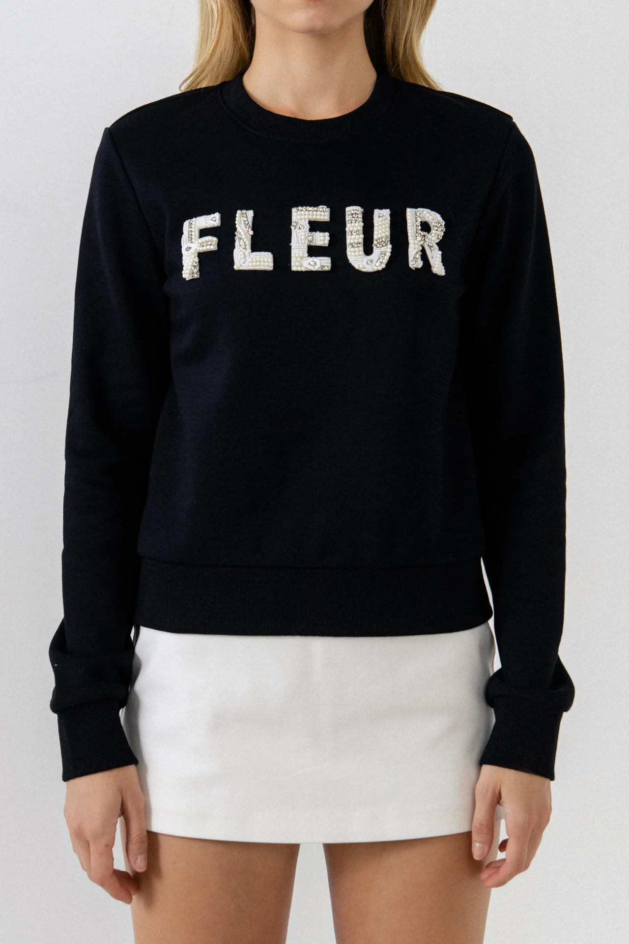 Beads Lettering Patch Sweatshirt