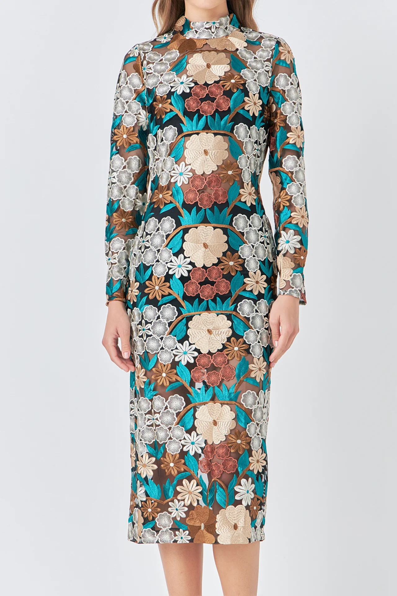 Floral Embroidered Midi Dress