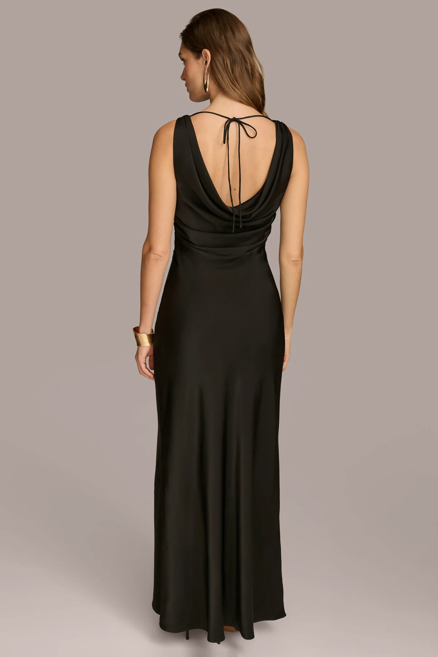 SATIN COWL NECK GOWN