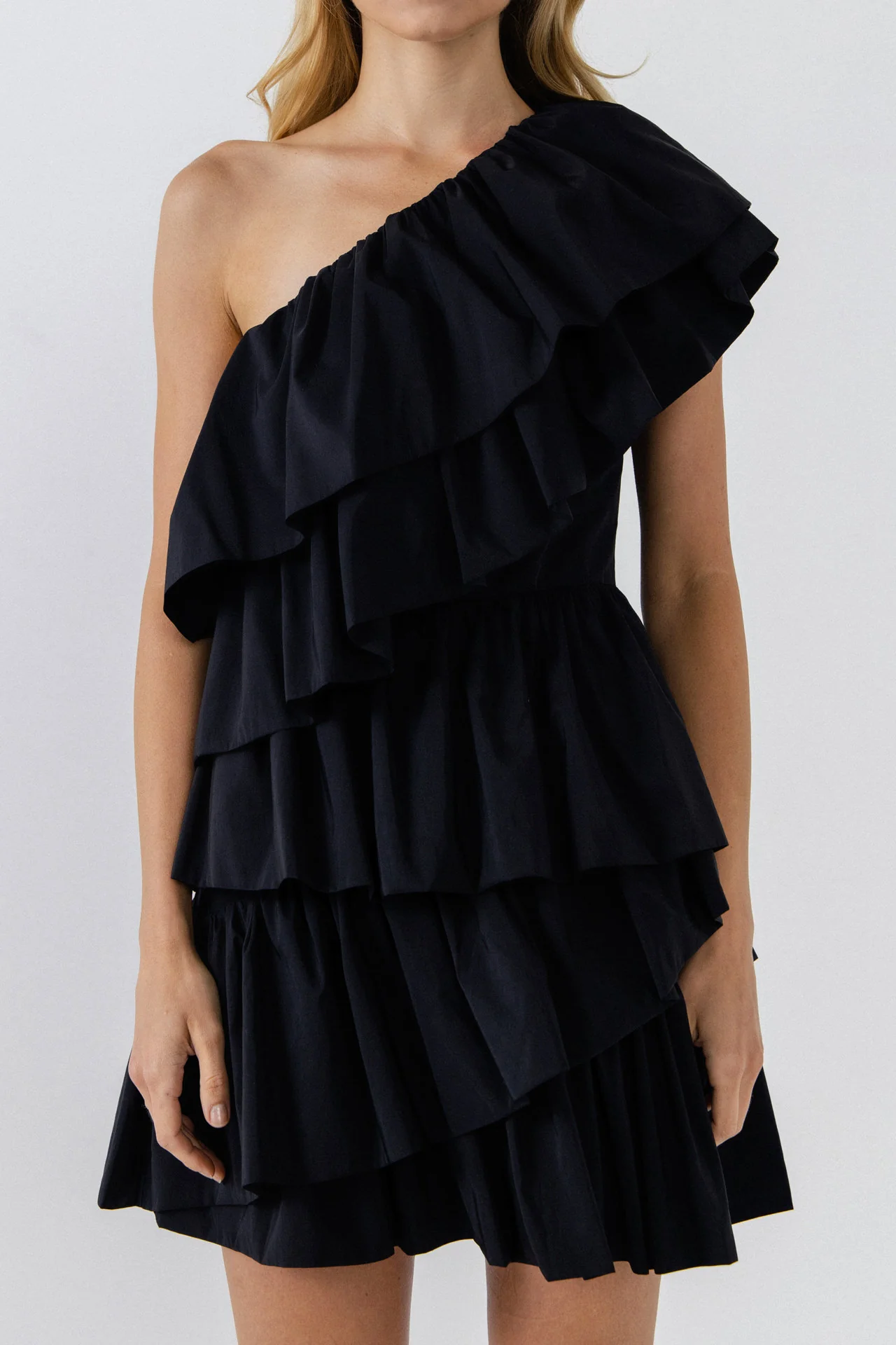 One-Shoulder Ruffled Mini Dress