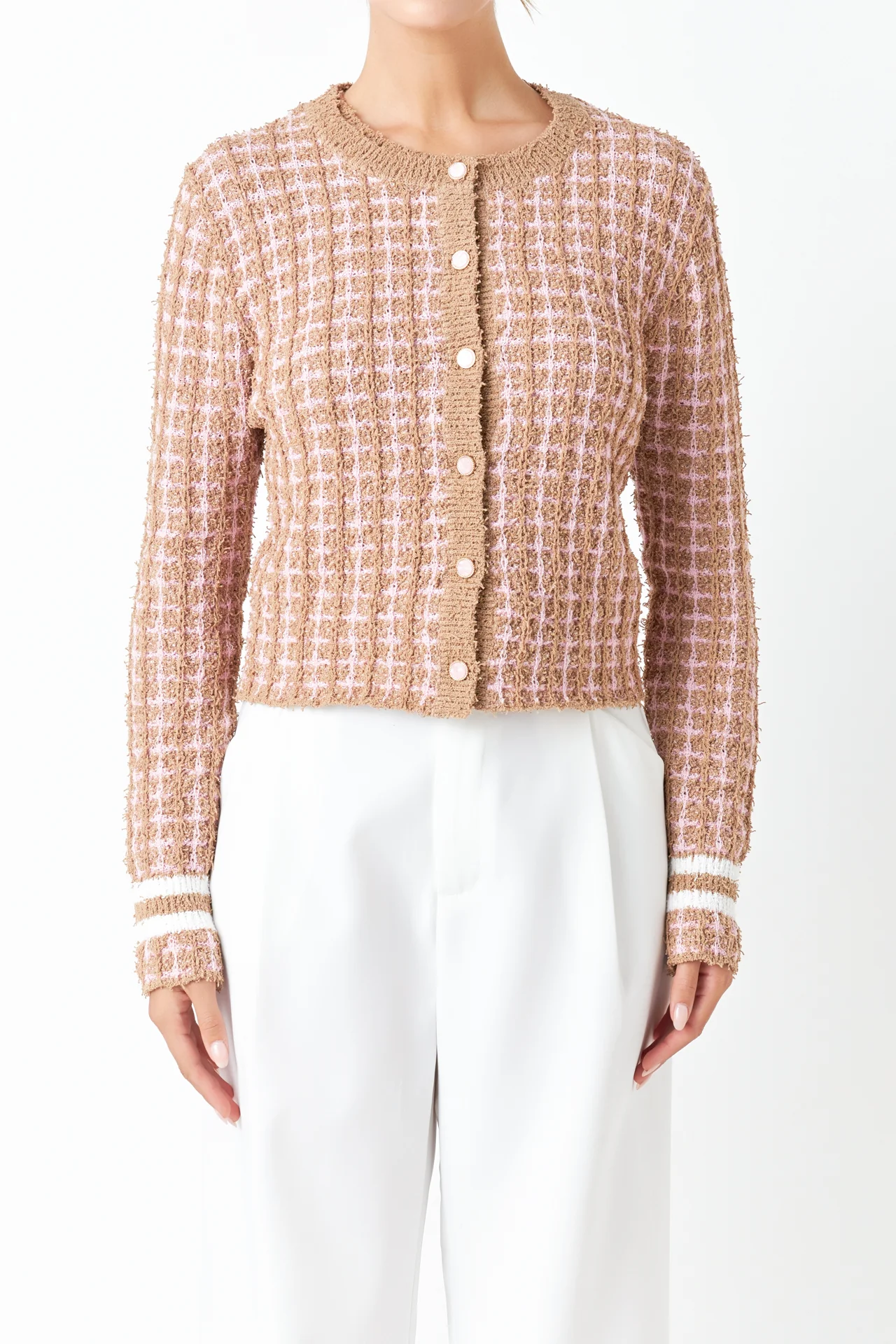 Check Sweater Cardigan