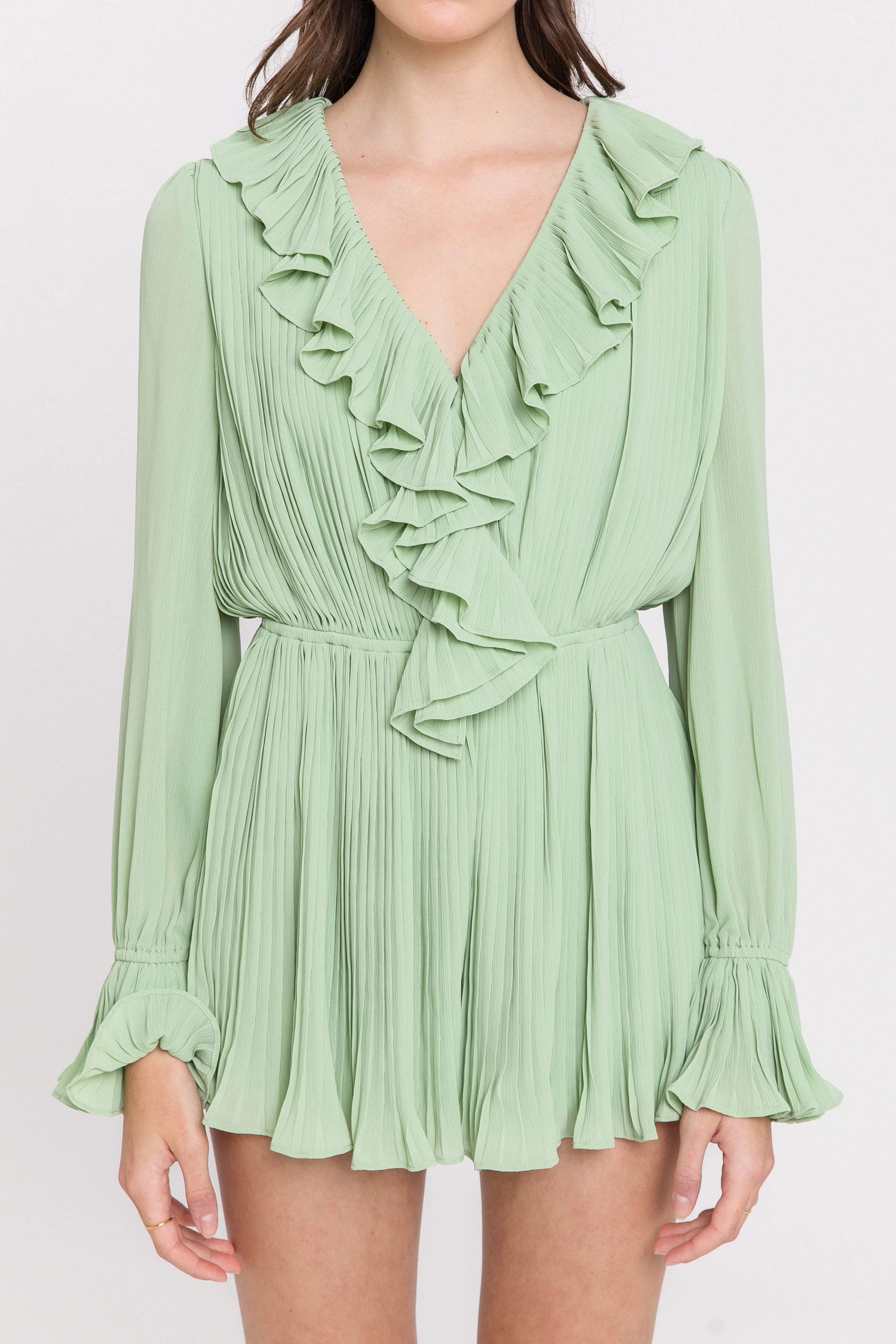 Ruffled V-neck Romper