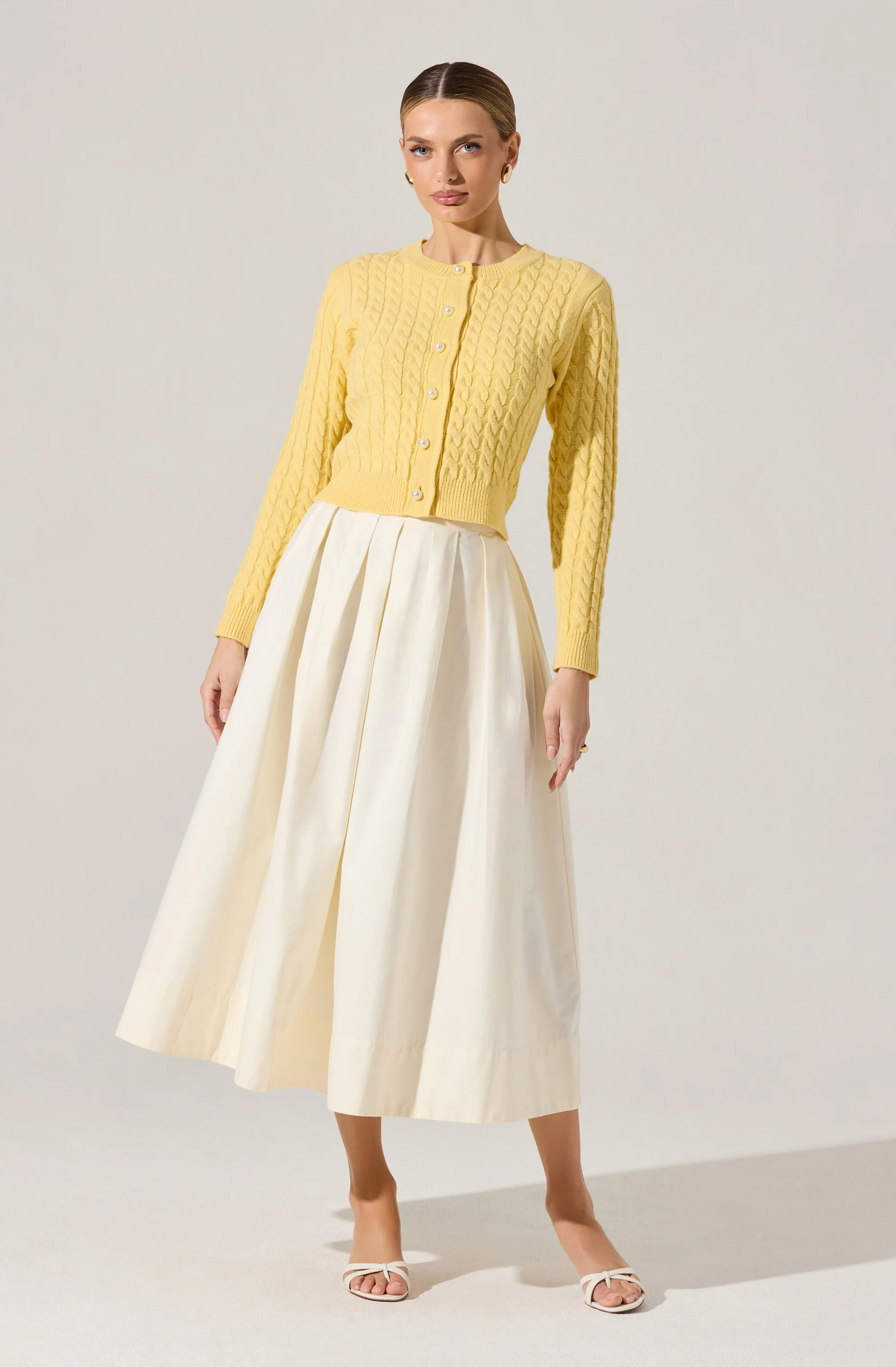 Full Flared Poplin Midi Skirt