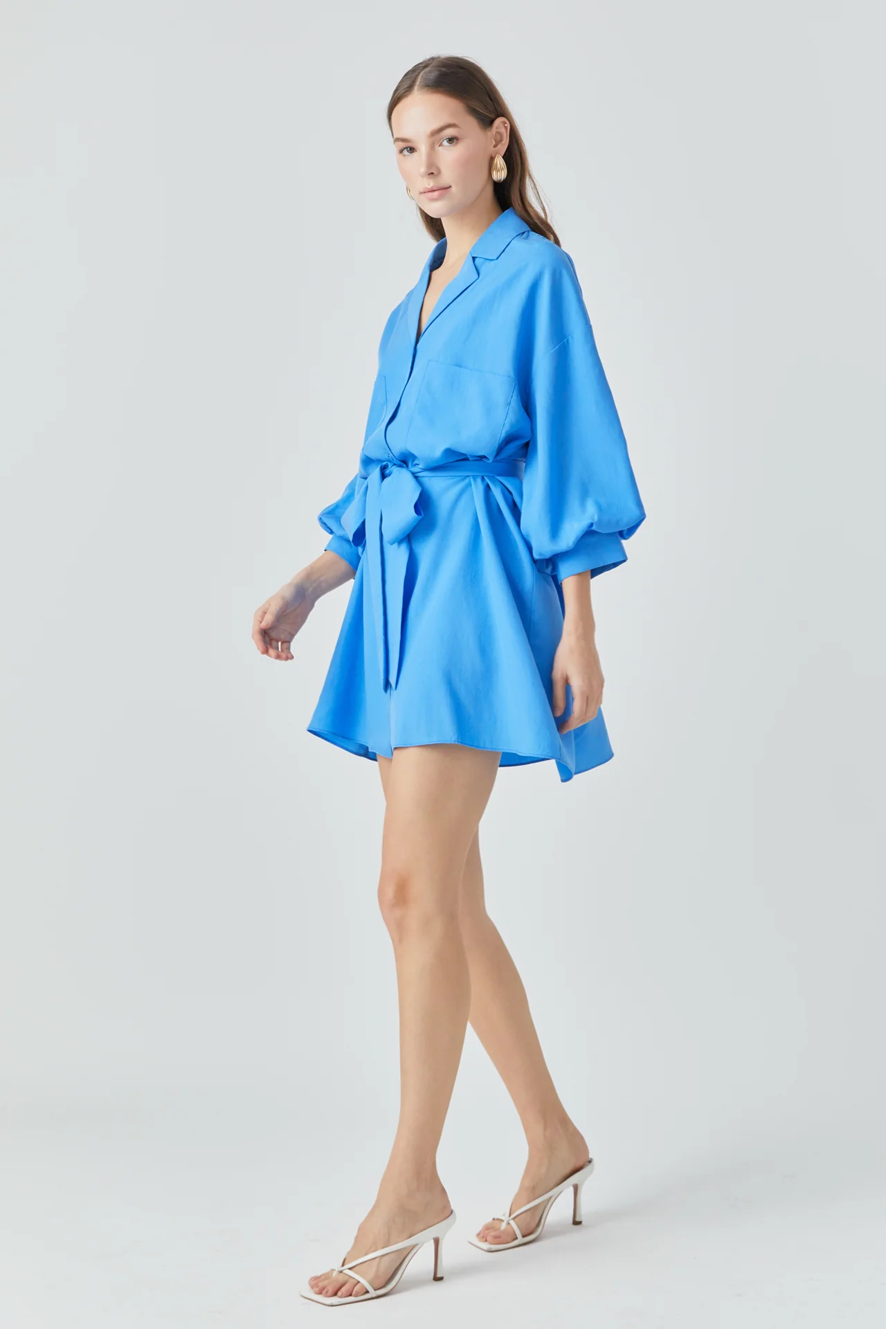 Belted Mini Shirt Dress