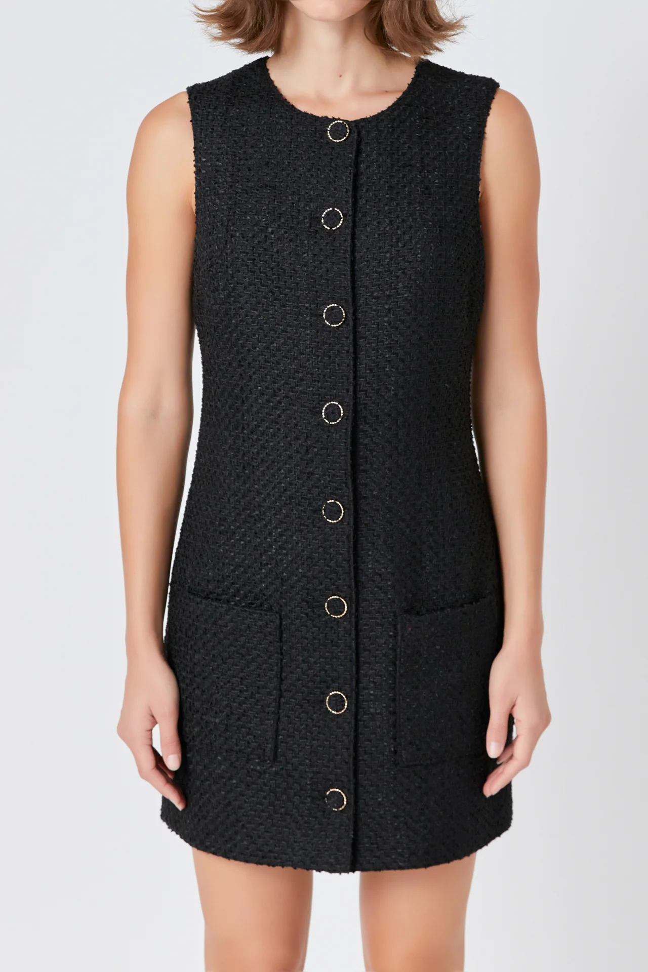 Sleeveless Tweed Mini Dress