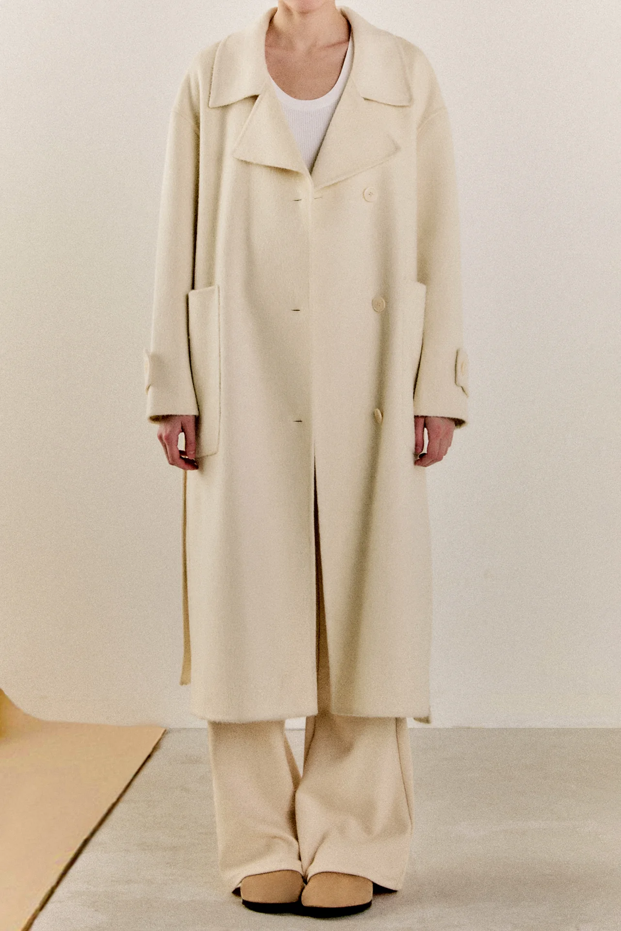 Handmade Blend Belted Maxi Coat