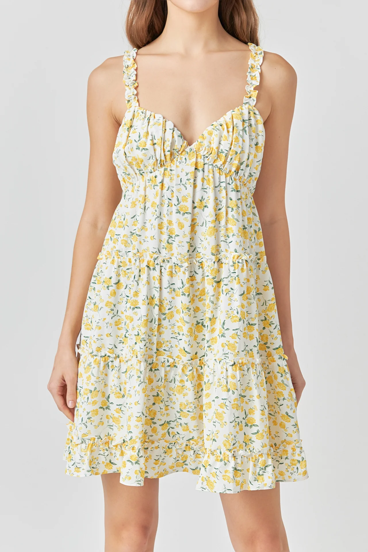 Floral Ruffle Detail Mini Dress