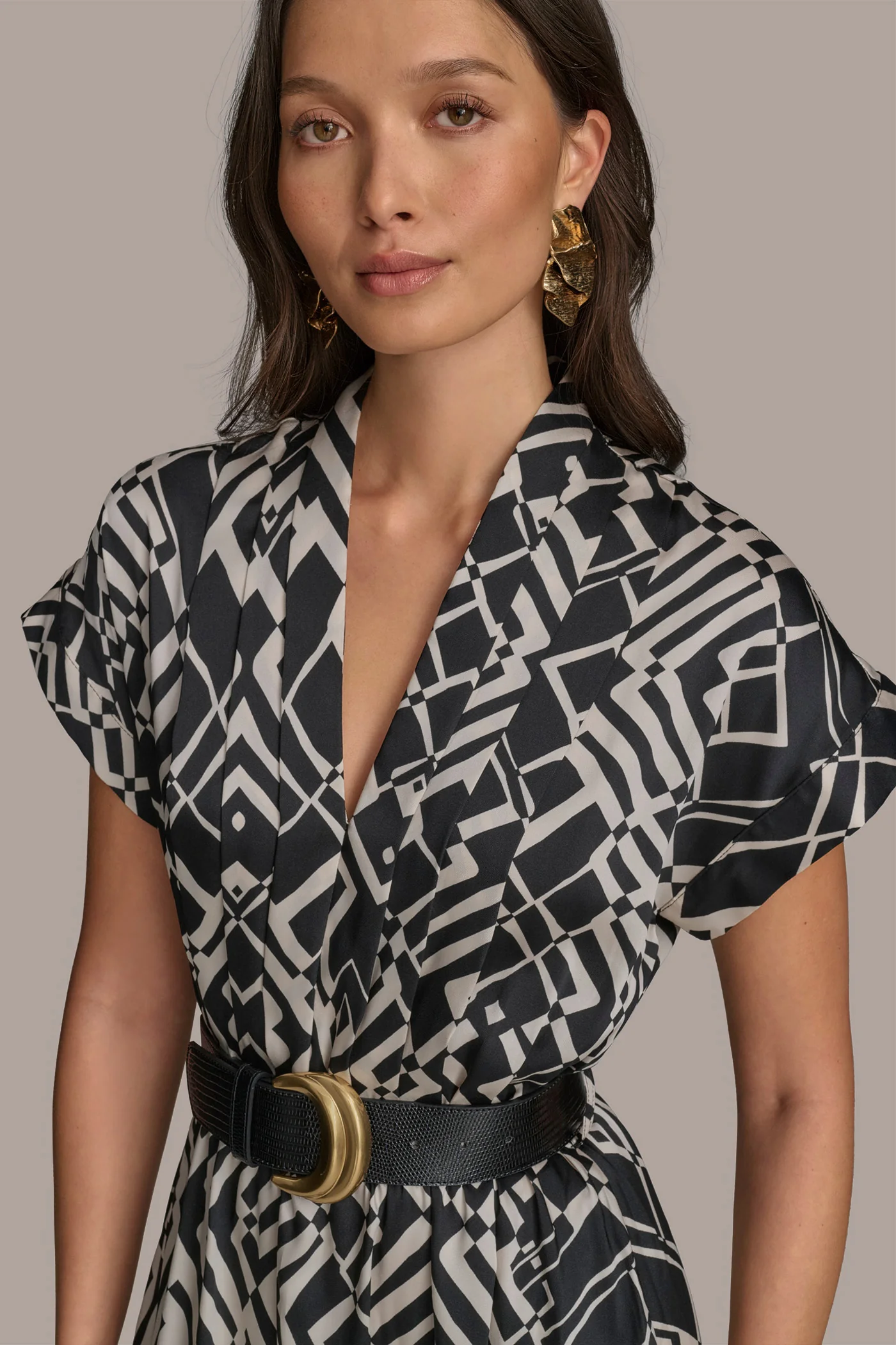 ABSTRACT MIDI SHIRT DRESS